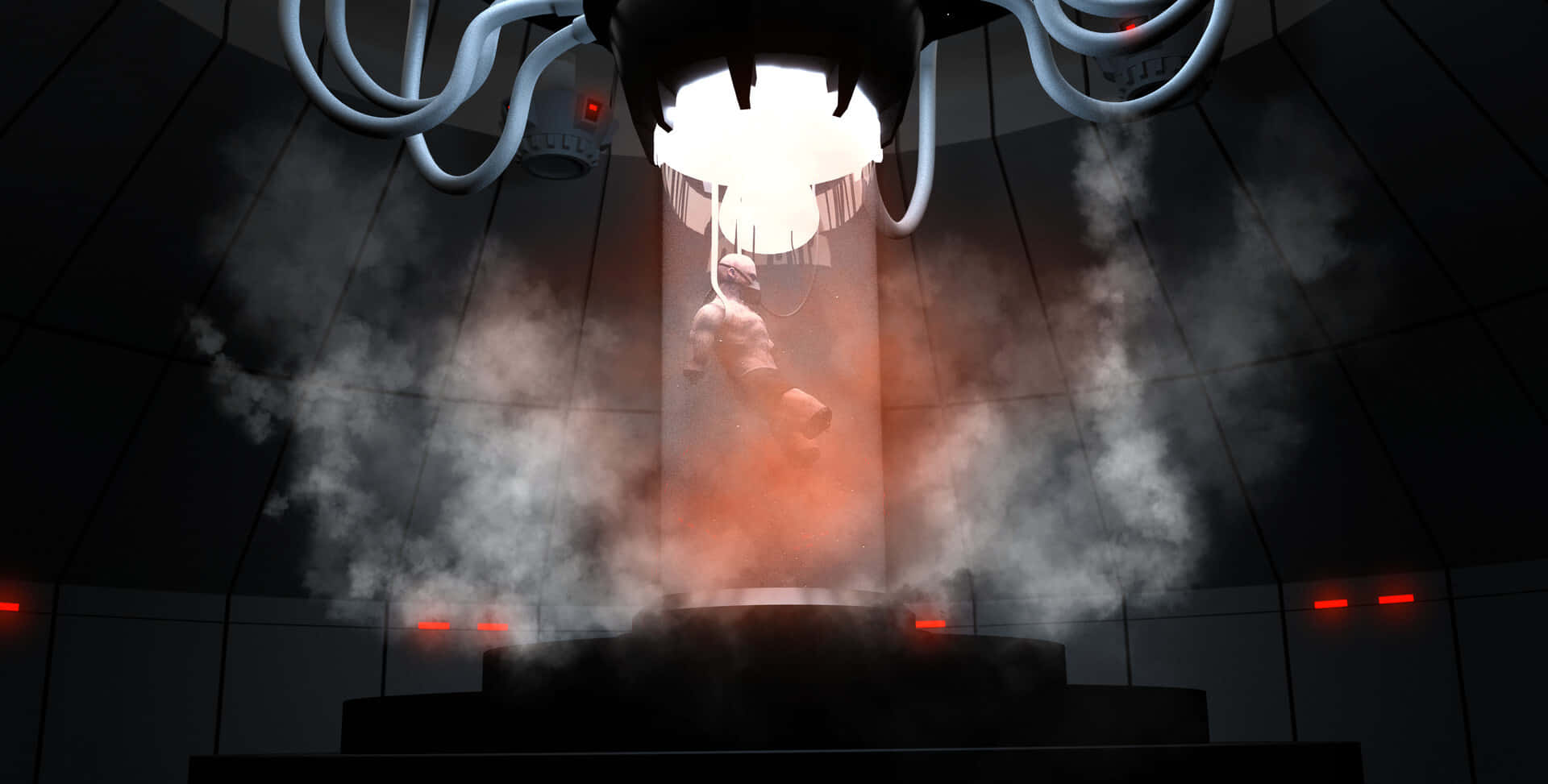 Bacta Tank, cylindrical chamber, dark futuristic lab, Full HD Desktop Wallpaper