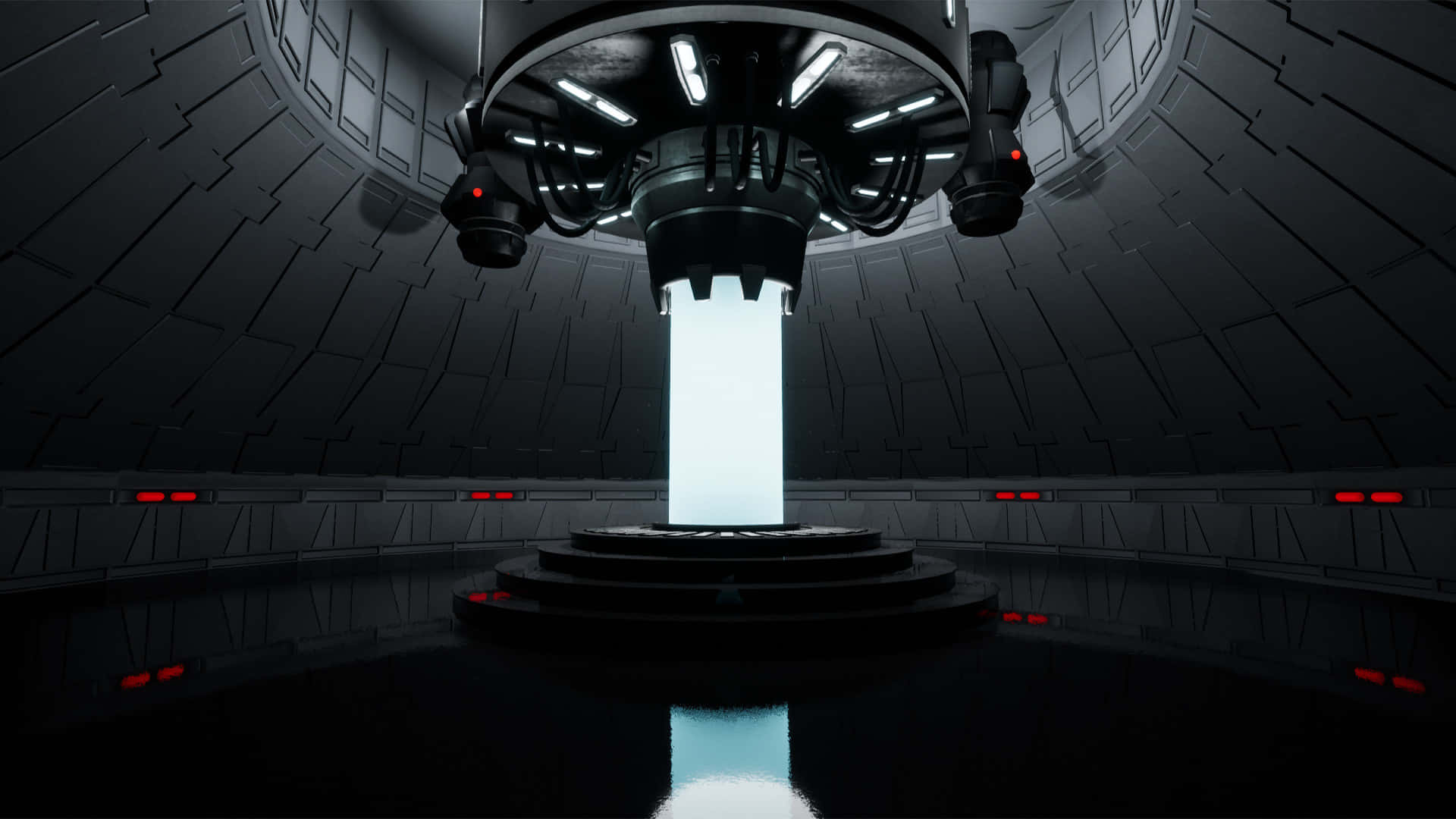 Bacta Tank, glowing vertical beam, circular platform, Full HD Desktop Wallpaper