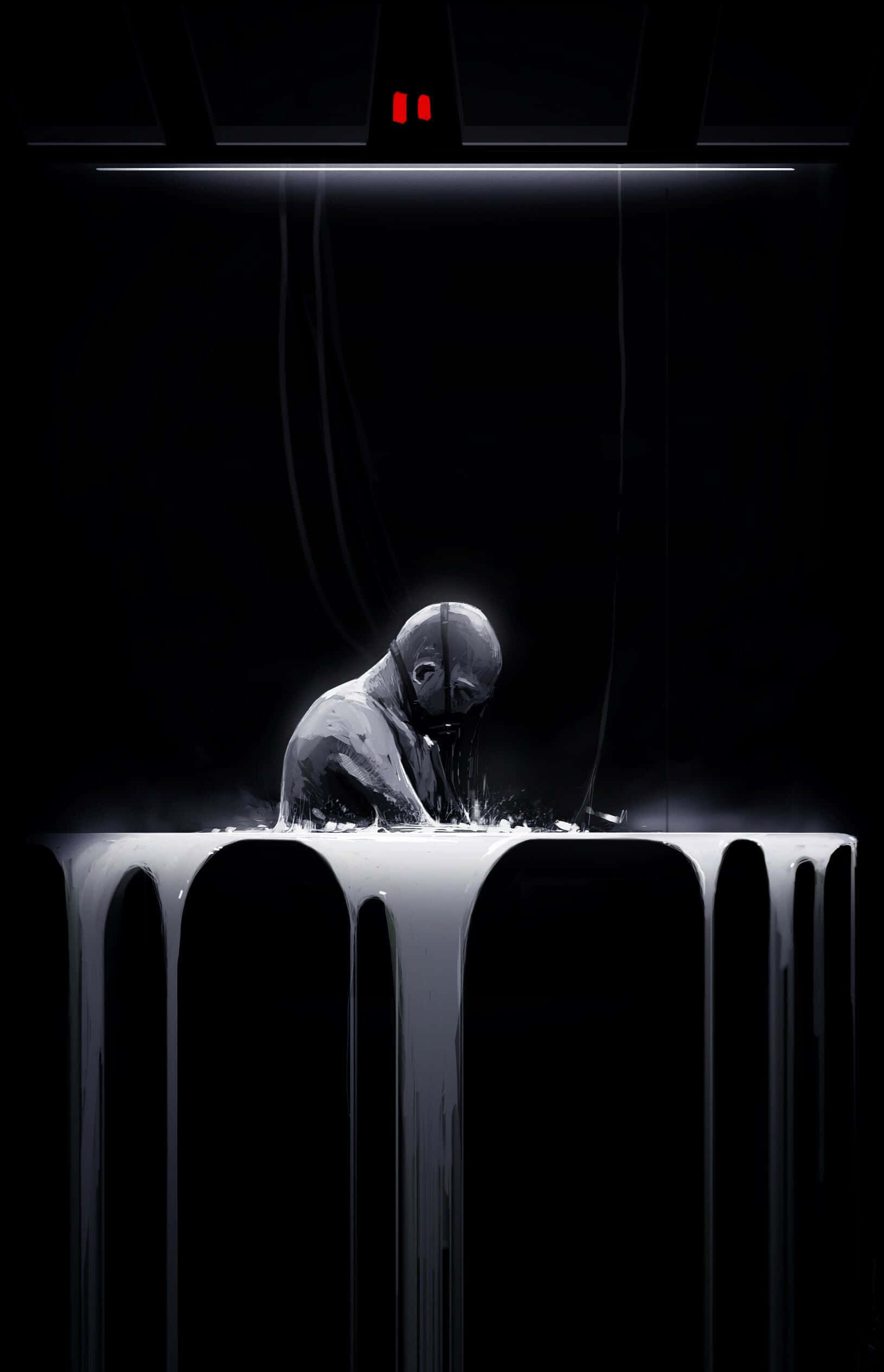 Bacta Tank, glowing white liquid, dark futuristic chamber, Full HD Phone Wallpaper
