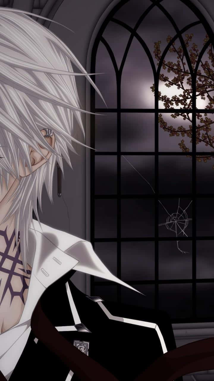 white hair, black shirt, gothic room, HD Phone Wallpaper