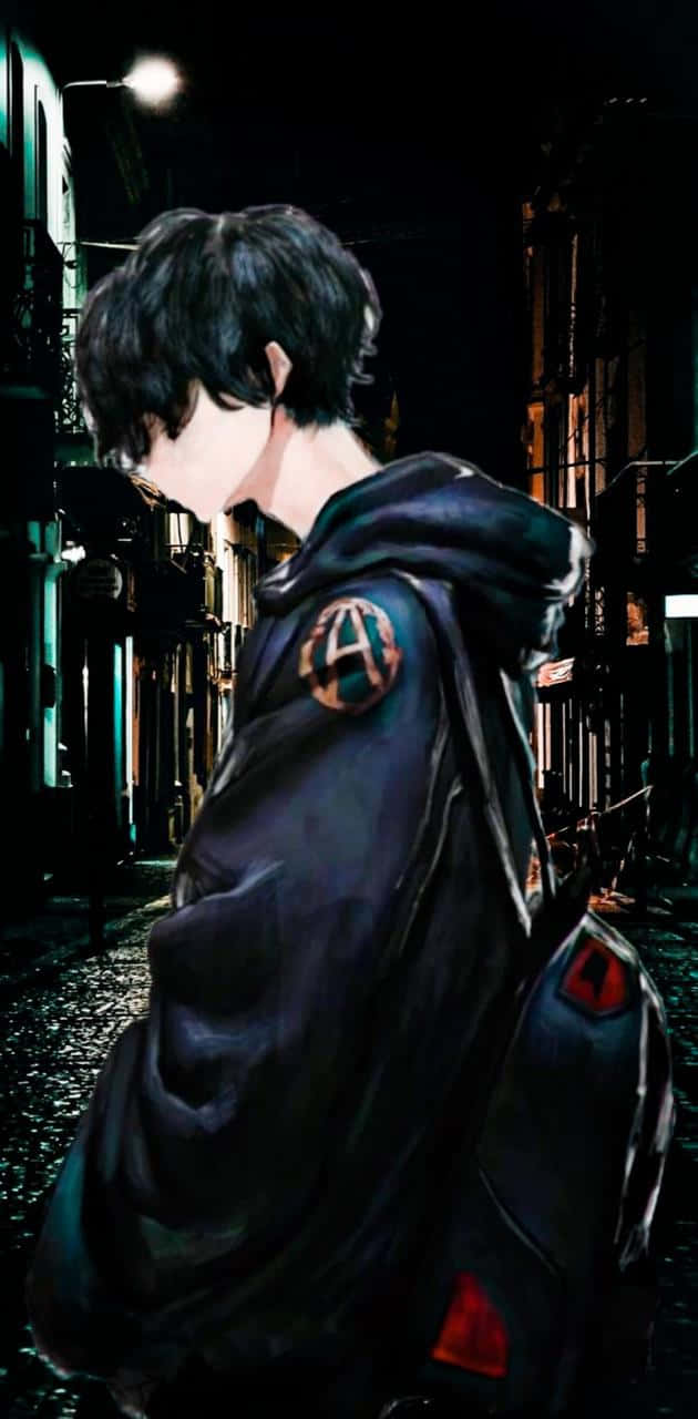 Bad Boy Anime, neon-lit alley, night, HD Phone Wallpaper