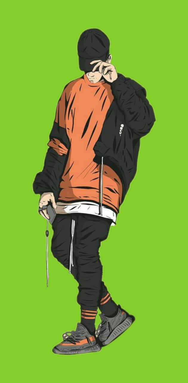 Bad Boy Anime, orange jacket, black cap, HD Phone Wallpaper