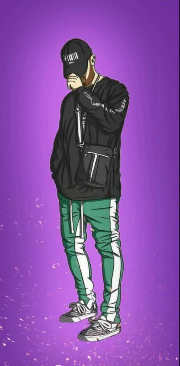 Bad Boy Anime, black hoodie, green track pants, HD Phone Wallpaper