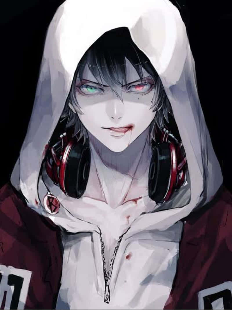 Bad Boy Anime, heterochromatic eyes, bloodstains, SD Phone Wallpaper