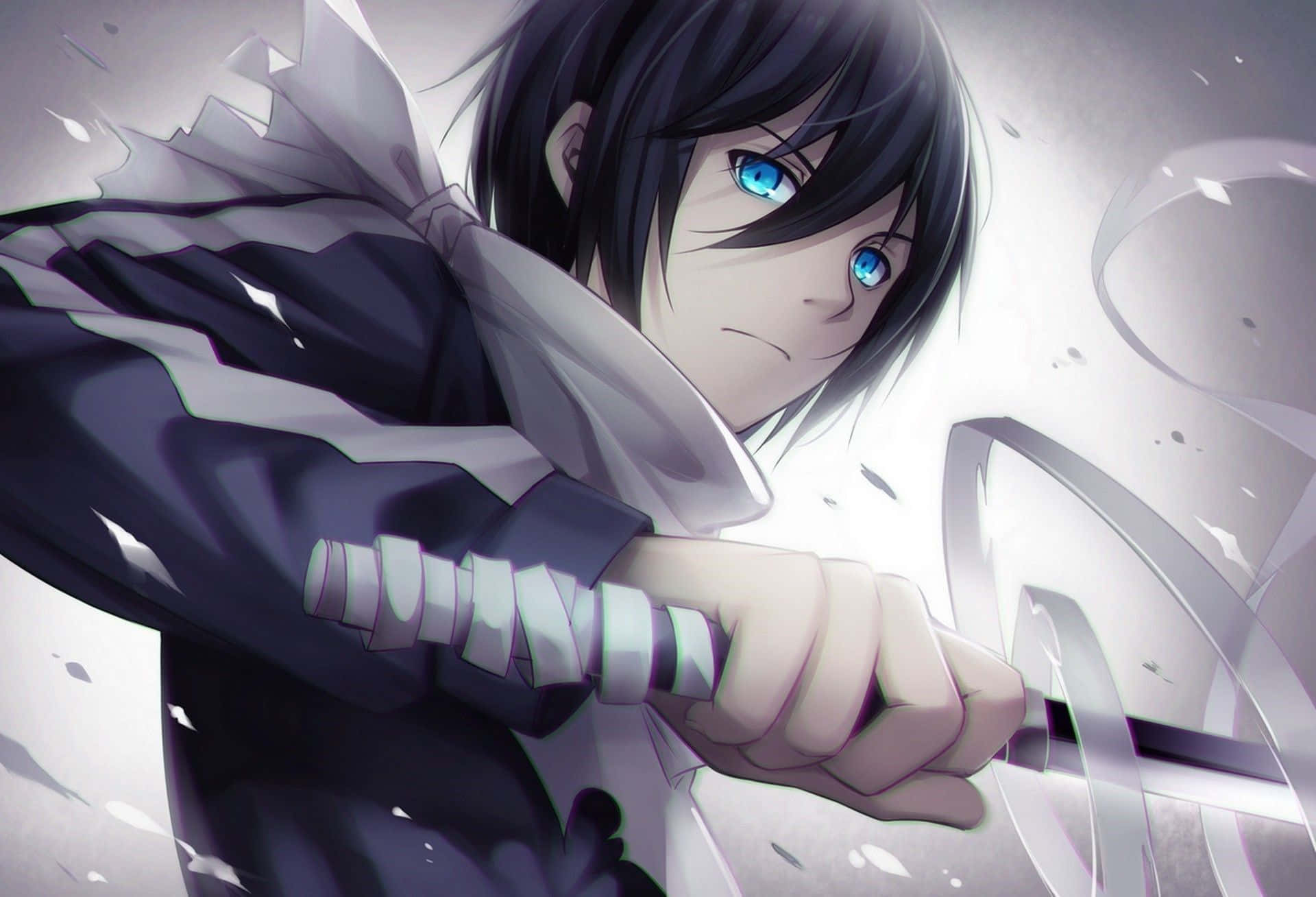 bad boy anime, anime warrior, blue eyes, Full HD Desktop Wallpaper