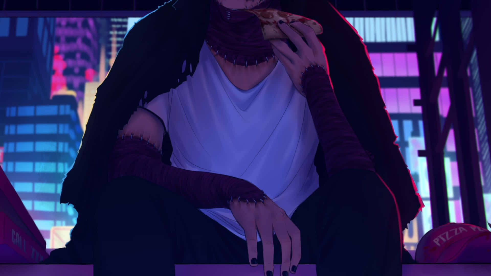 Bad Boy Anime, scarf, black nails, Full HD Desktop Wallpaper