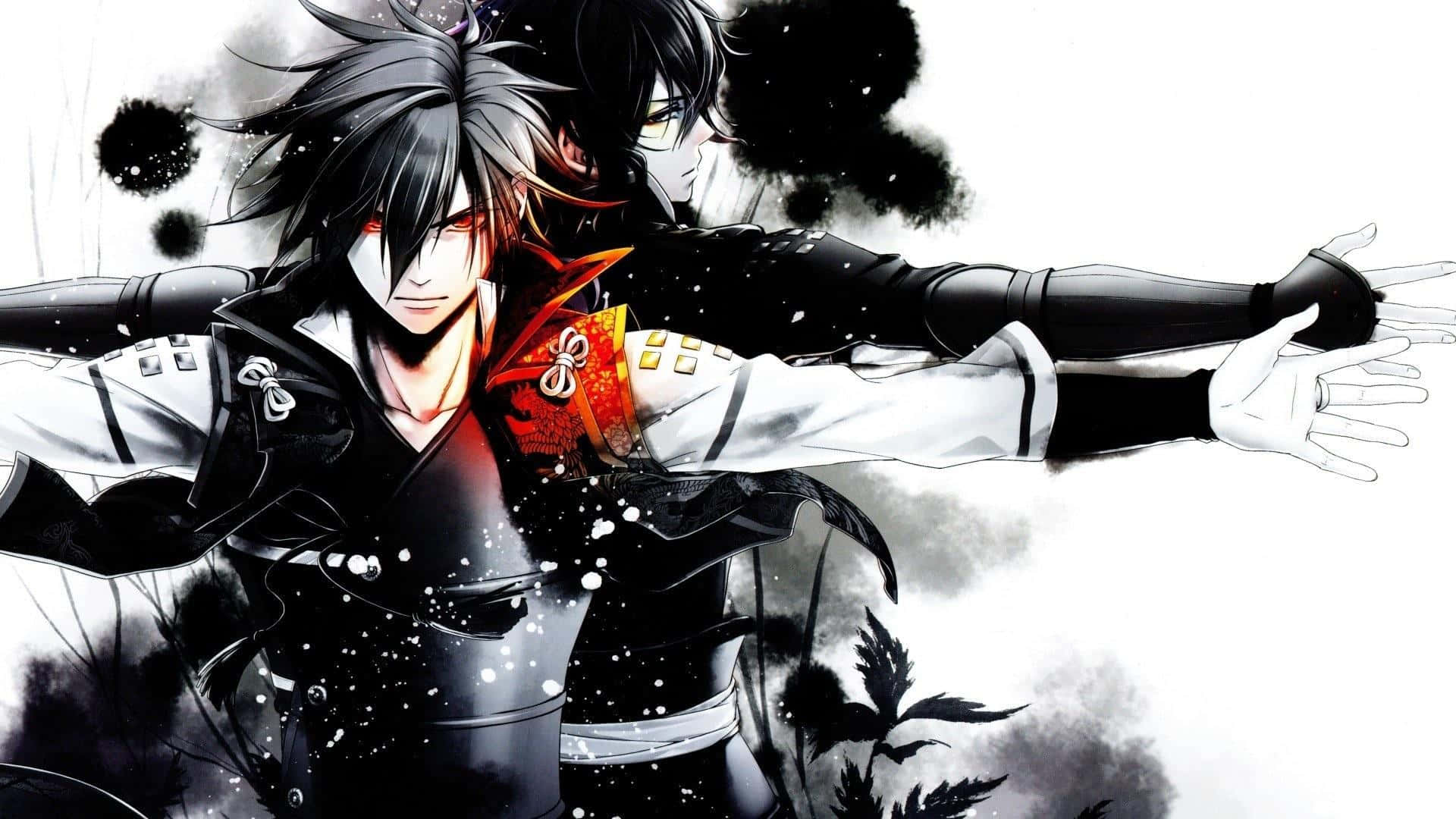 Bad Boy Anime, black and white, red accents, Full HD Desktop Wallpaper