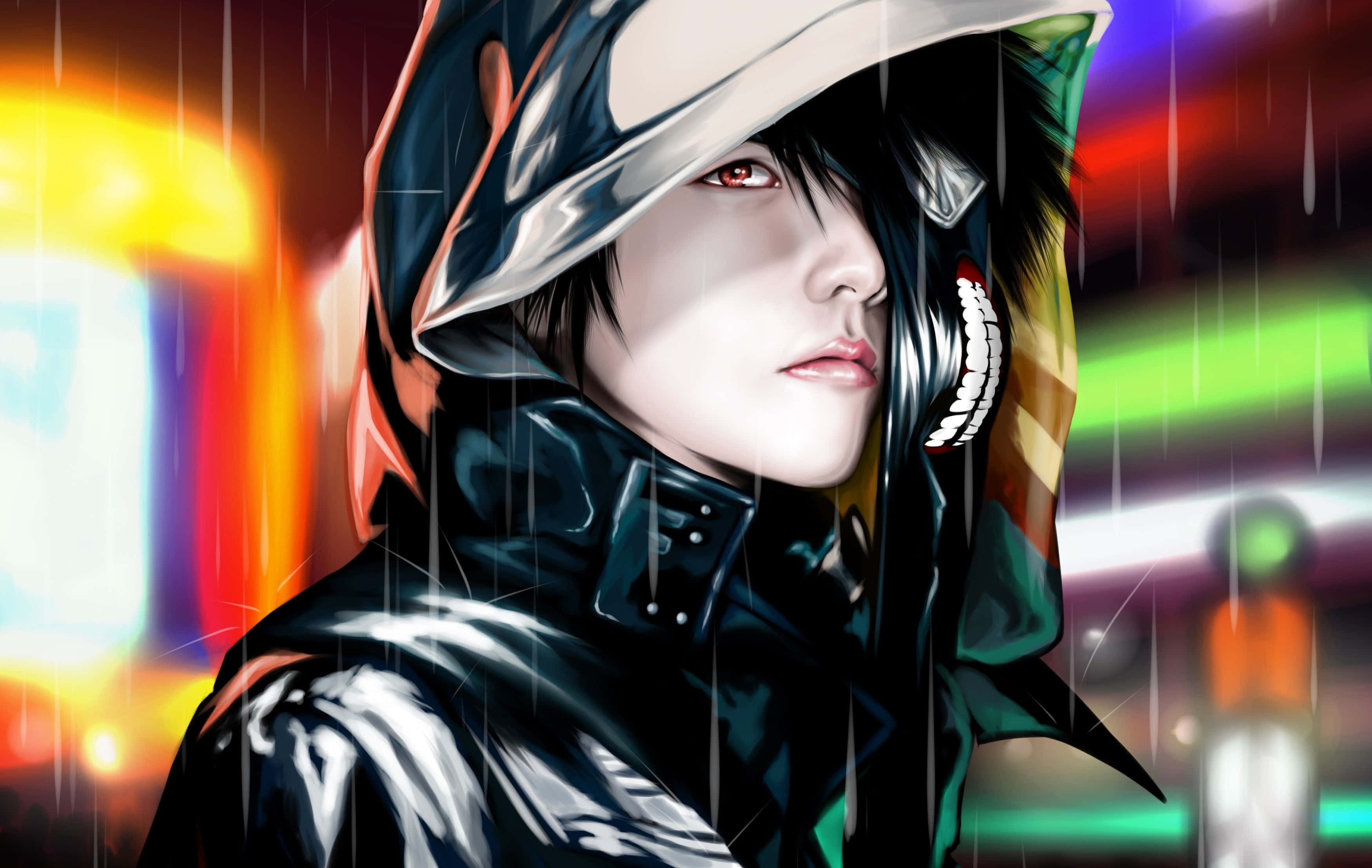 Bad Boy Anime, cyberpunk anime character, red eyes, 2K Desktop Wallpaper