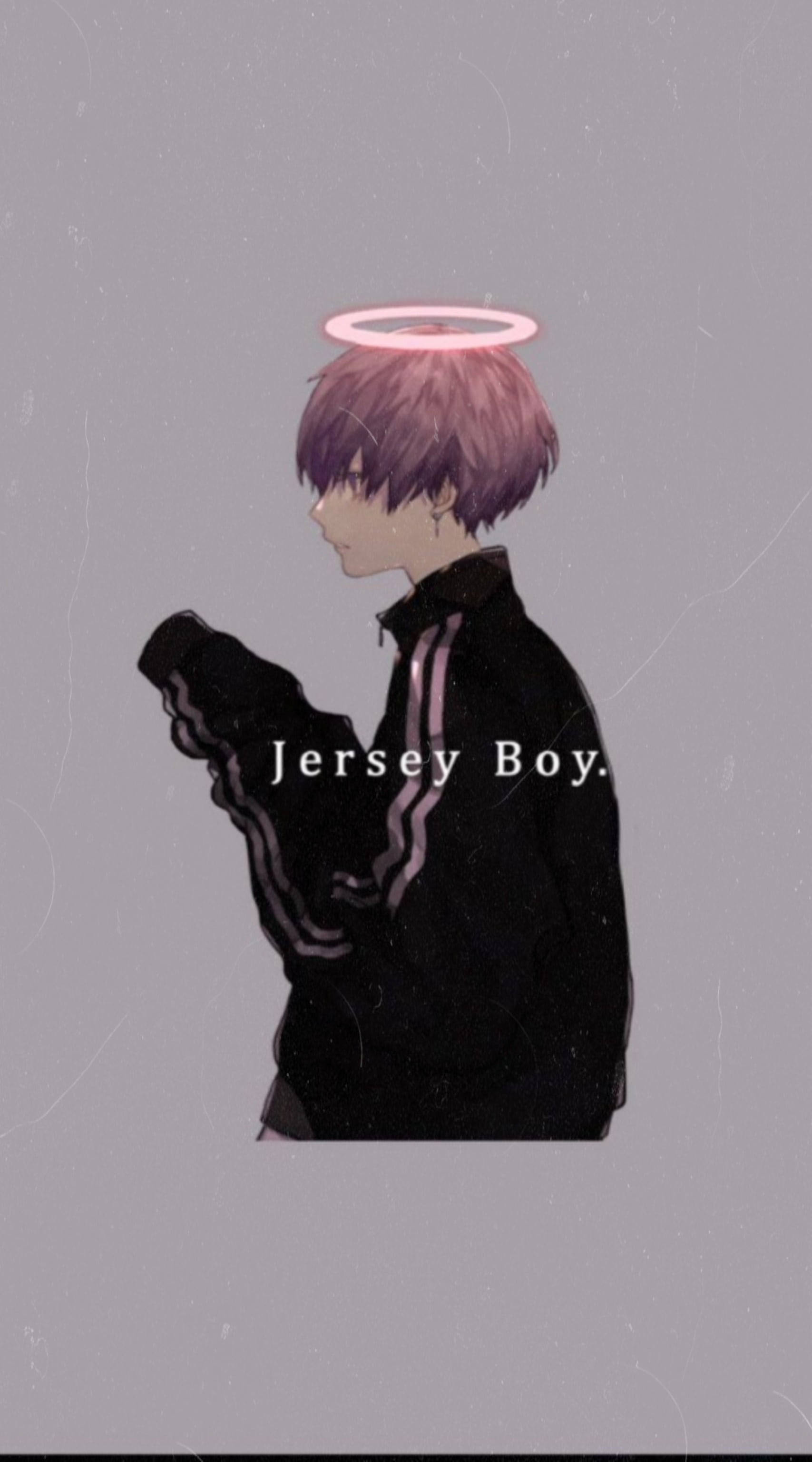 Sad Boy Anime, pink hair, halo, 2K Phone Wallpaper