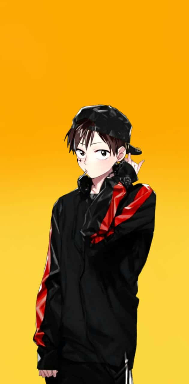 Bad Boy Anime, black cap, red stripes, HD Phone Wallpaper
