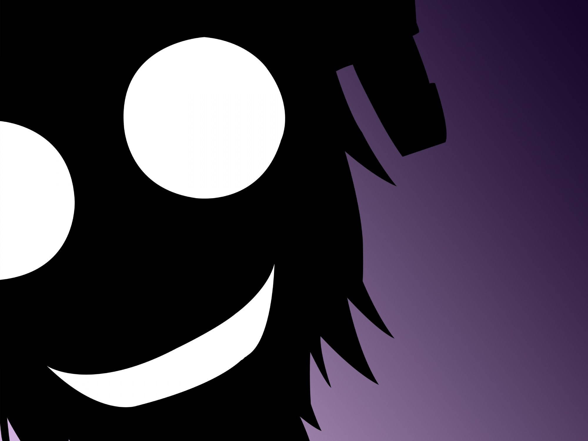 scary anime boy, black silhouette, white eyes, Full HD Desktop Wallpaper