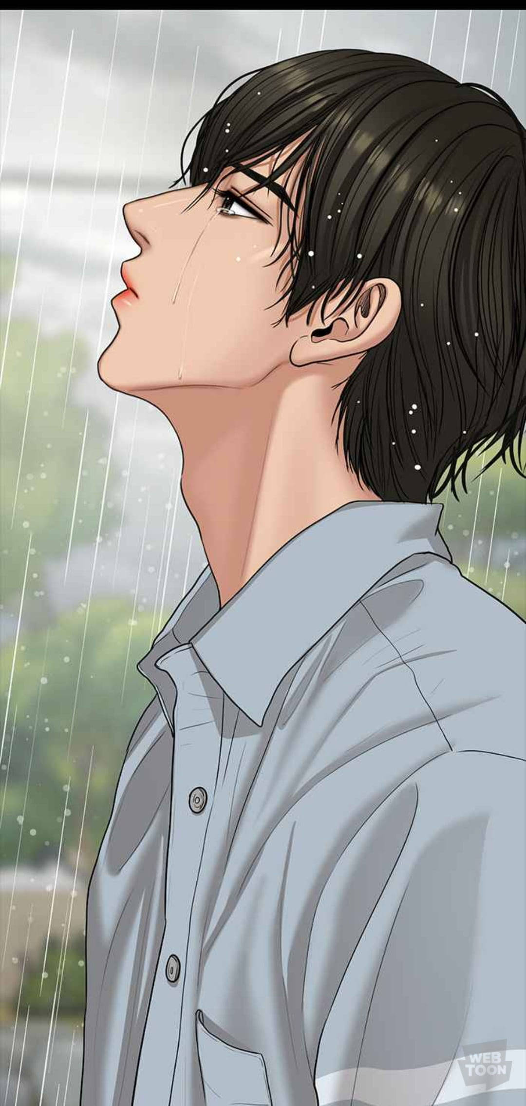 Sad Boy Anime, under the rain, young man, Full HD Phone Wallpaper
