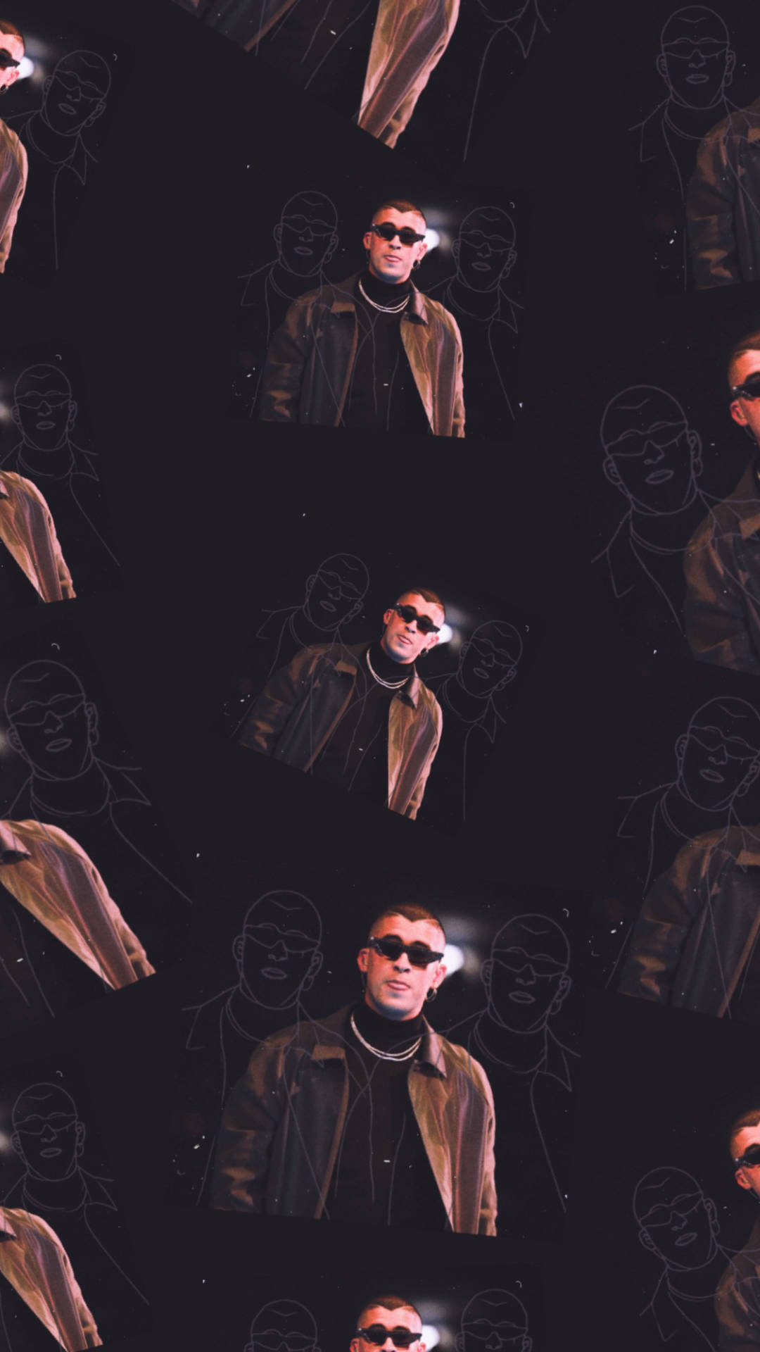 Bad Bunny, dark brown leather jacket, sunglasses, Full HD Phone Wallpaper