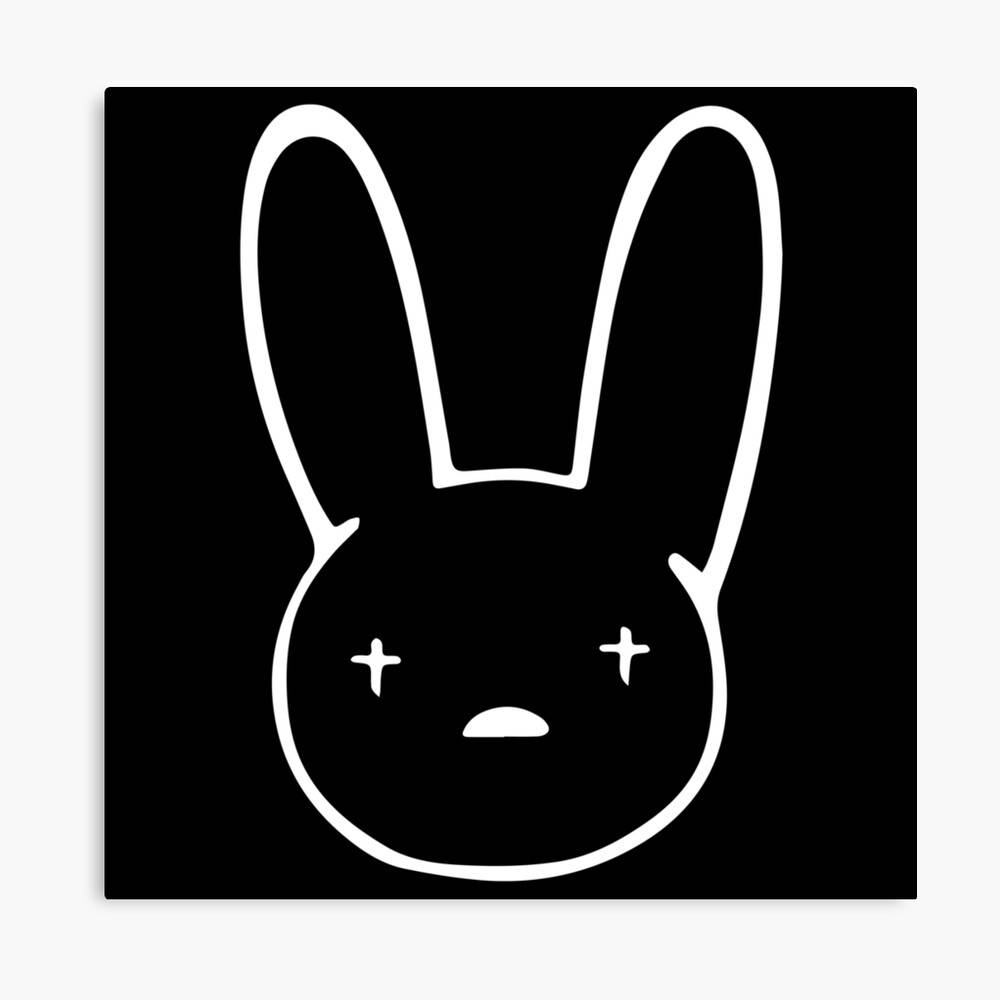Bad Bunny, white line drawing, rabbit face, SD Desktop Wallpaper