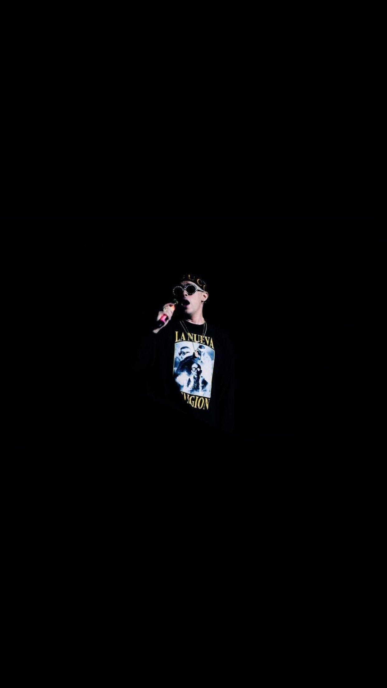 Bad Bunny, minimalistic, solid black, Full HD Phone Wallpaper