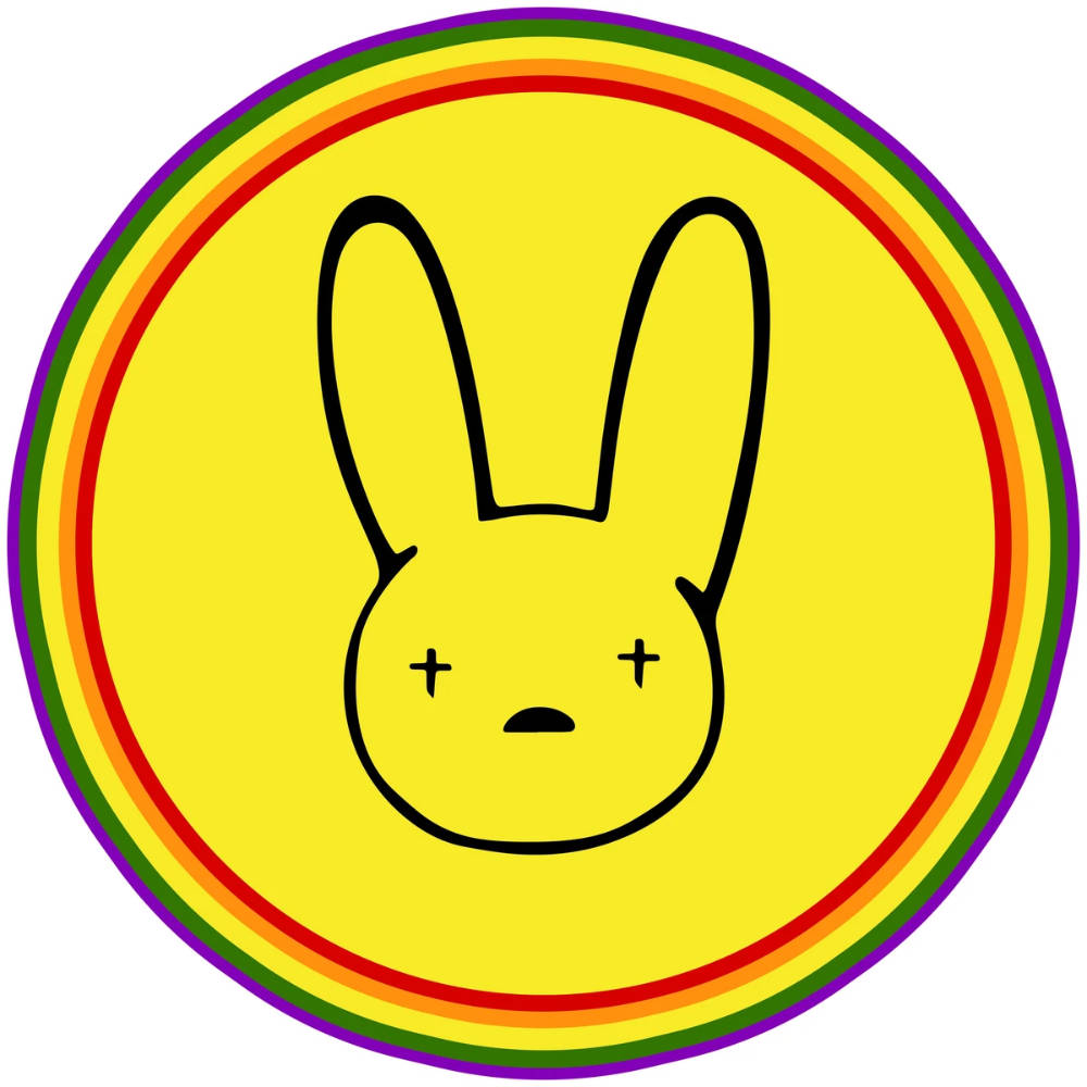 Bad Bunny, yellow circle, rainbow circle, SD Desktop Wallpaper