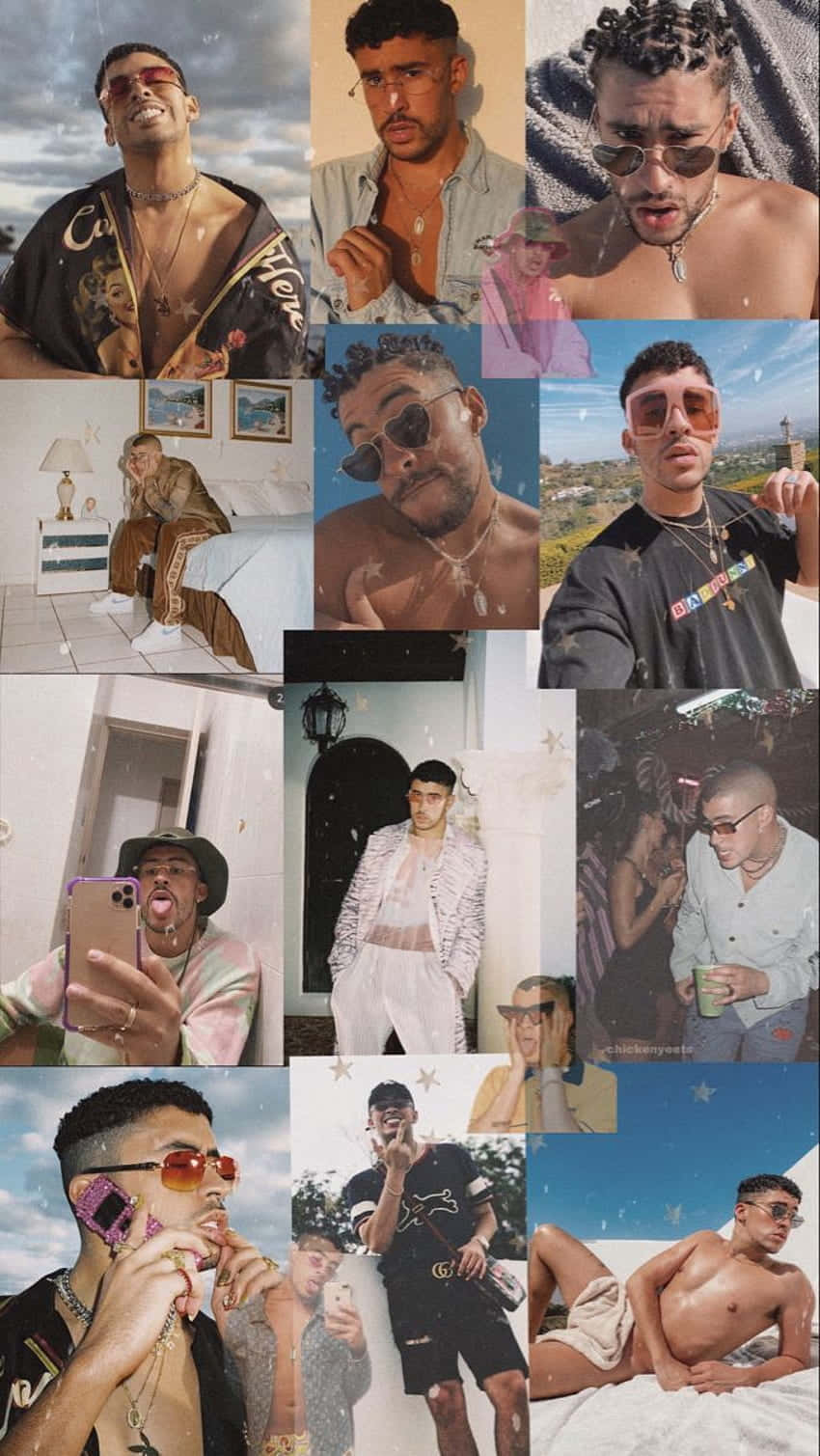 Bad Bunny Aesthetic, collage, sunglasses, HD Phone Wallpaper