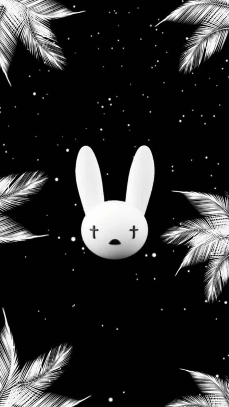 Bad Bunny, black and white aesthetic, starry black sky, HD Phone Wallpaper