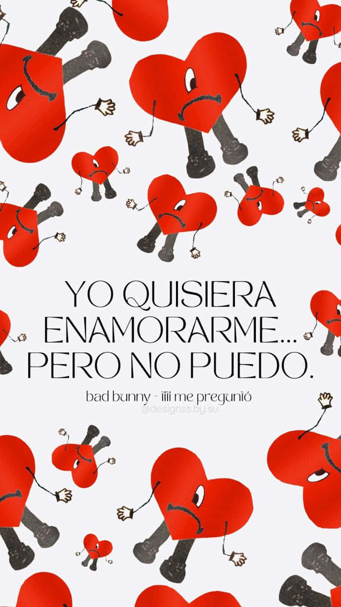 Bad Bunny, Heartbreak, red cartoon hearts, SD Phone Wallpaper