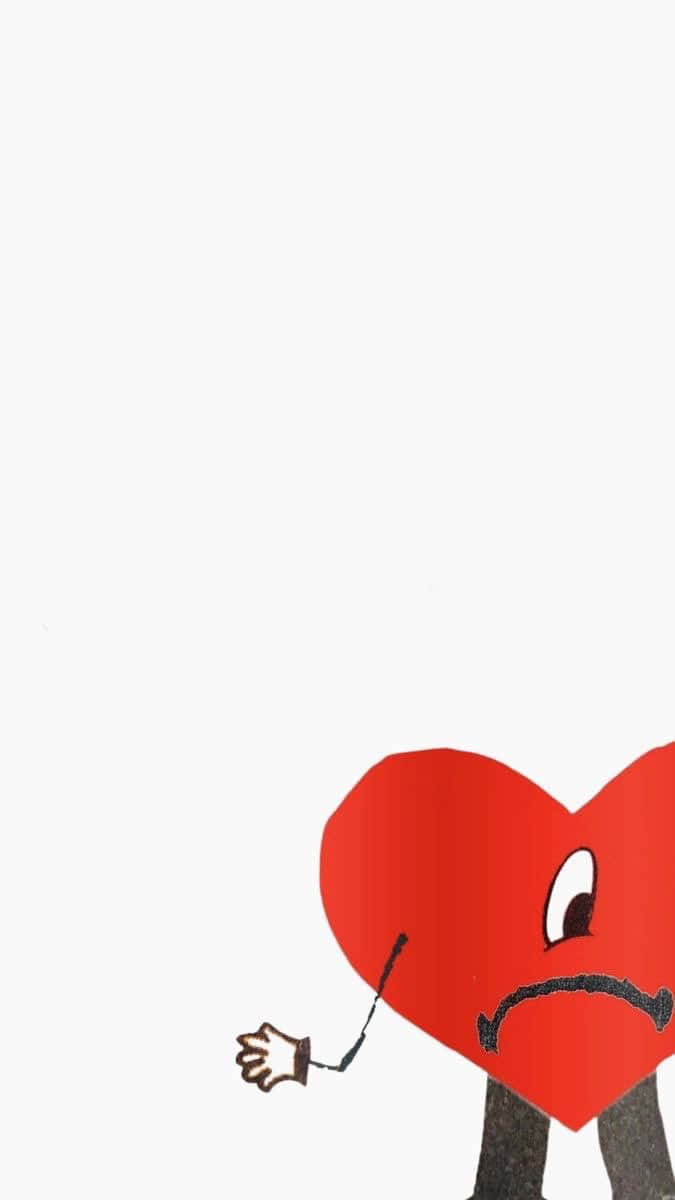 Bad Bunny Heart, red heart, sad face, SD Phone Wallpaper