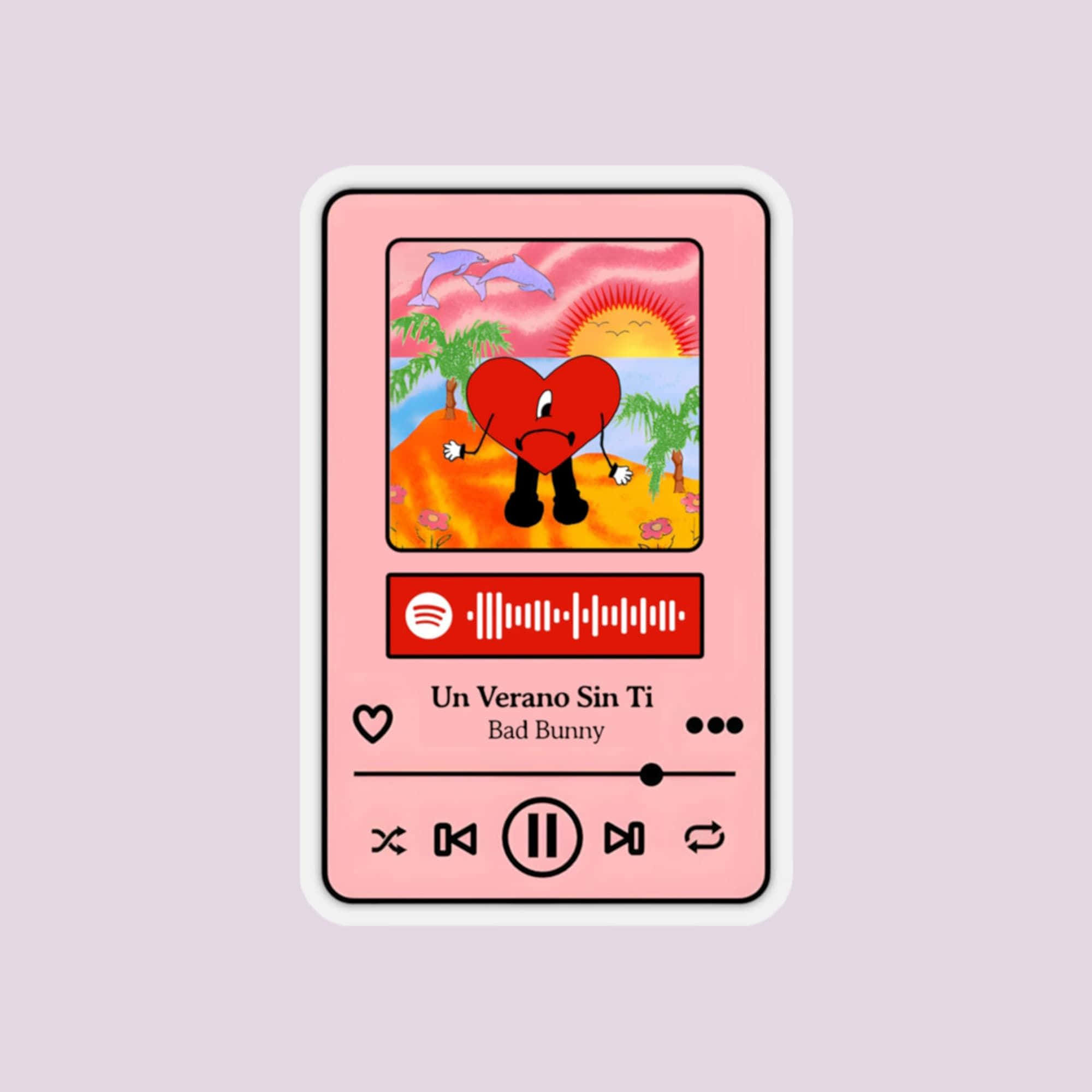 Bad Bunny Heart, Spotify player, cartoon heart, Full HD Desktop Wallpaper