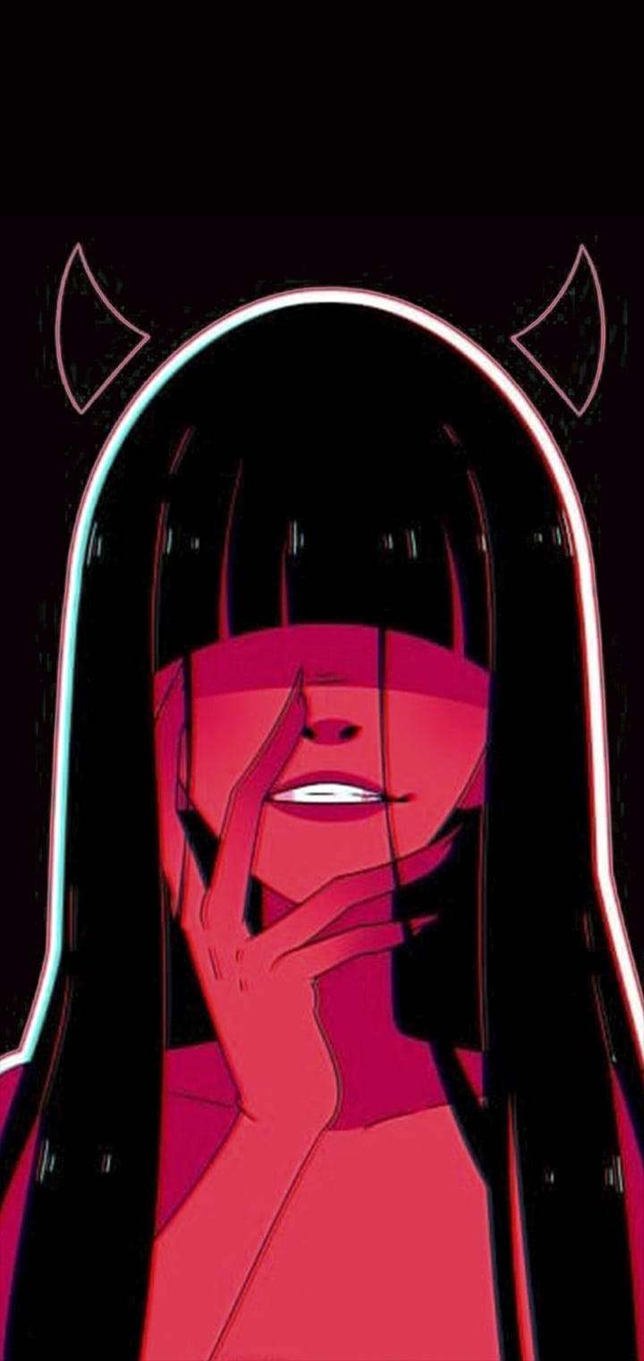 Bad Girl Anime, devil horns, red skin, HD Phone Wallpaper