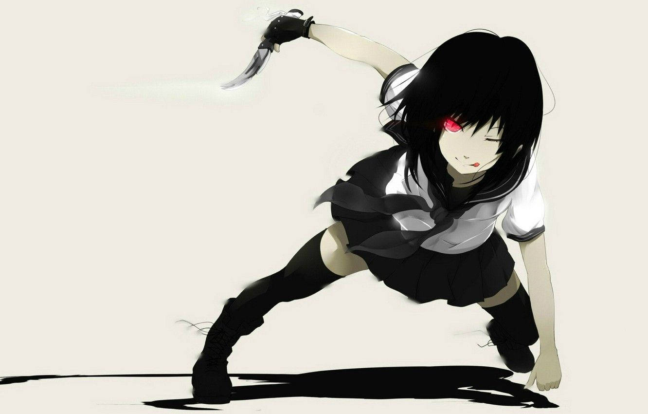 Bad Girl Anime, red eye, winking, HD Desktop Wallpaper