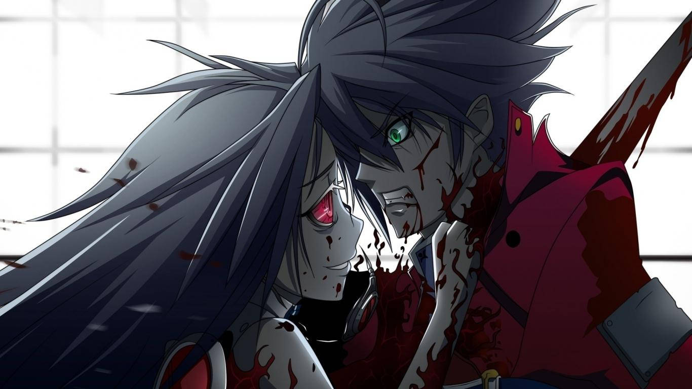 Bad Girl Anime, killing male character, bloodied faces, HD Desktop Wallpaper
