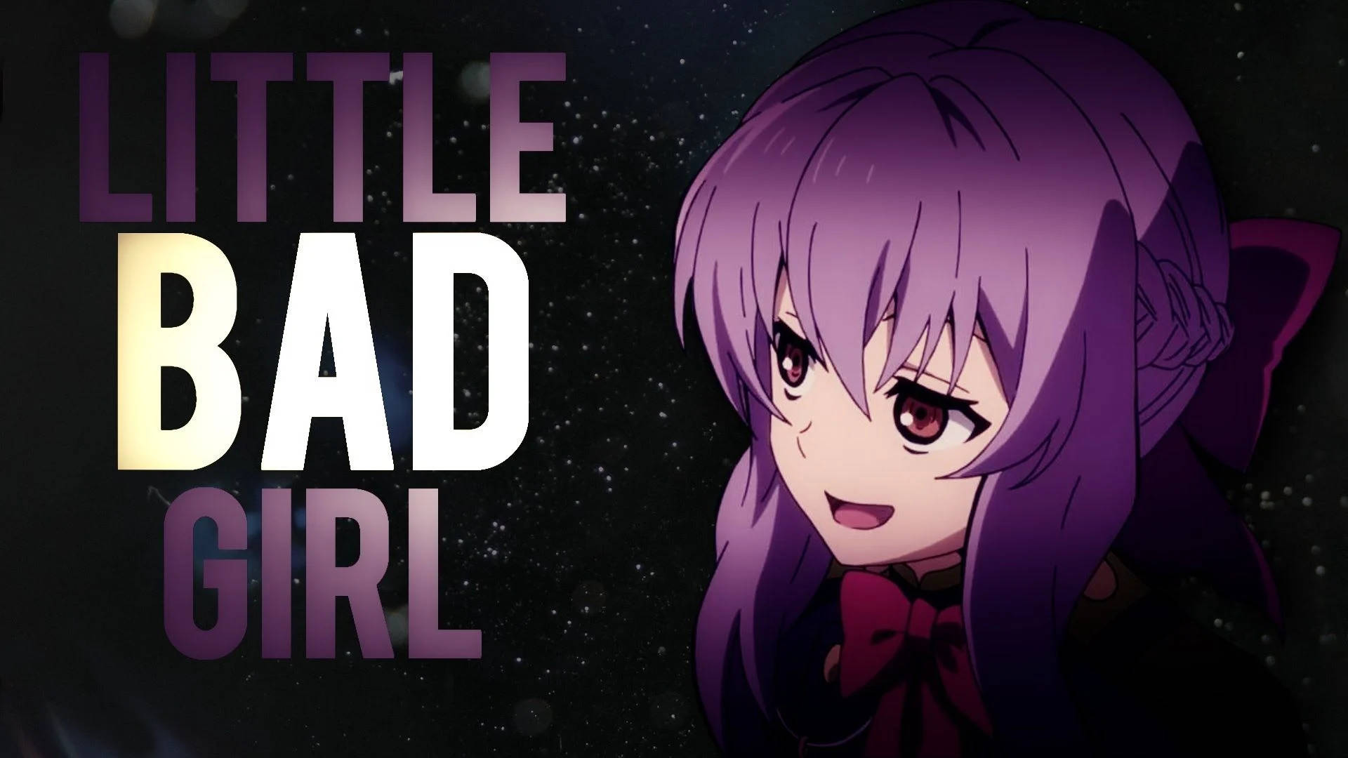 Little Bad Girl, purple-haired anime girl, mischievous grin, Full HD Desktop Wallpaper