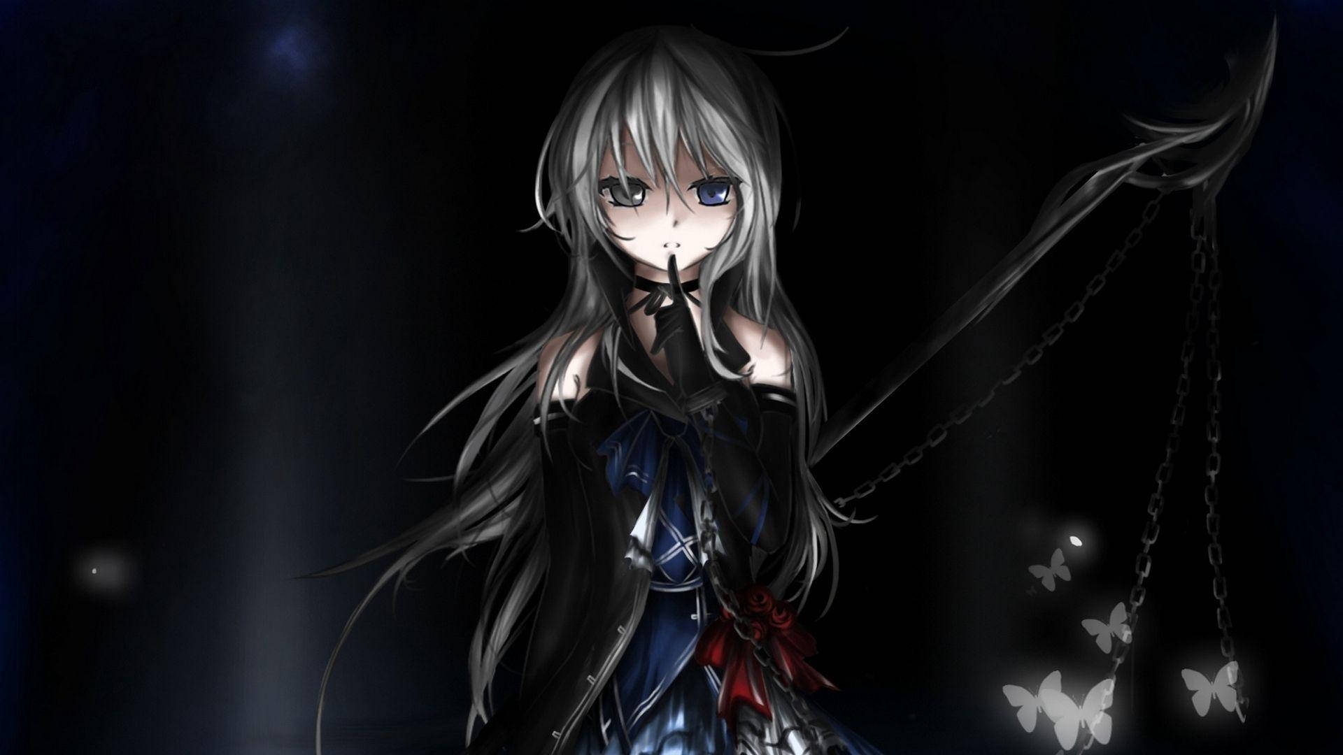Bad Girl Anime, silver hair, blue eyes, Full HD Desktop Wallpaper