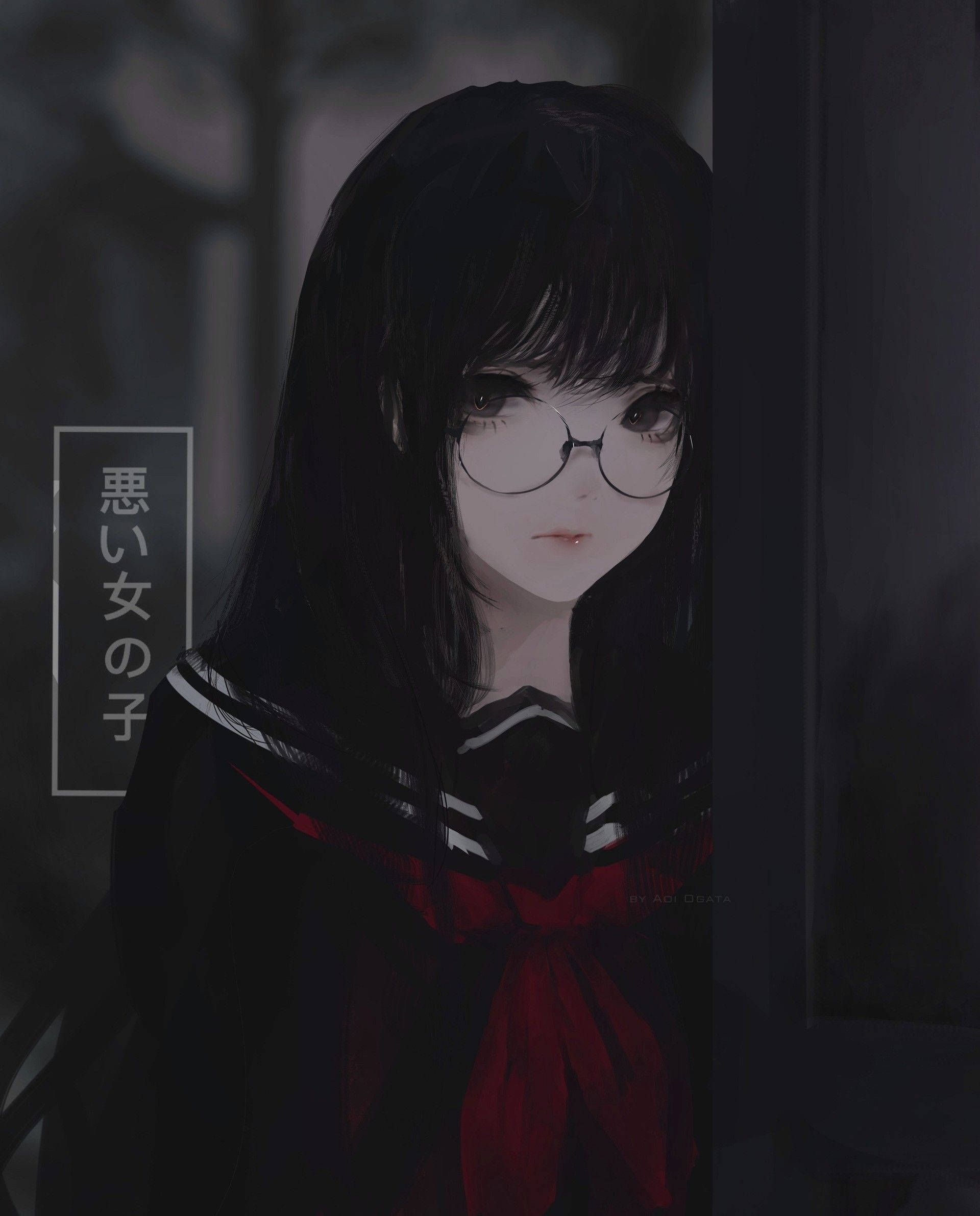 bad girl, anime glasses, sailor uniform, Full HD Phone Wallpaper
