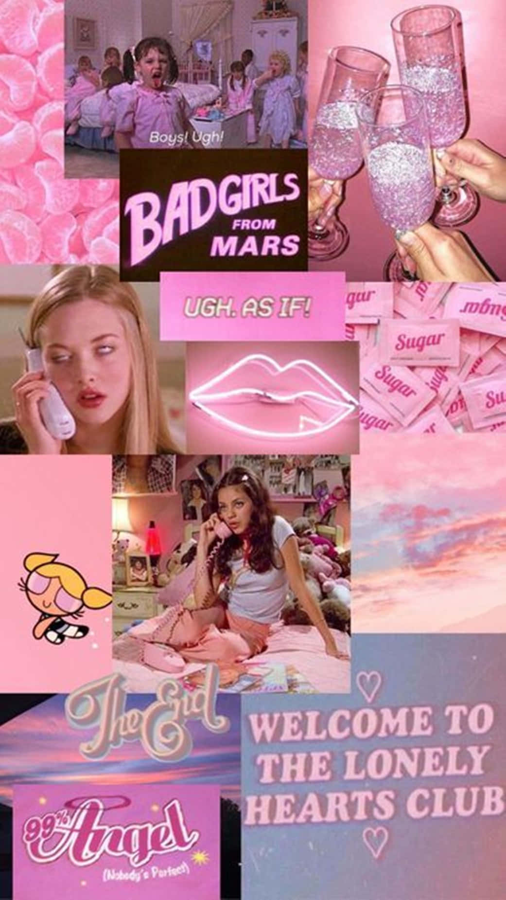 baddie girl, vibrant pink, glittery champagne glasses, HD Phone Wallpaper