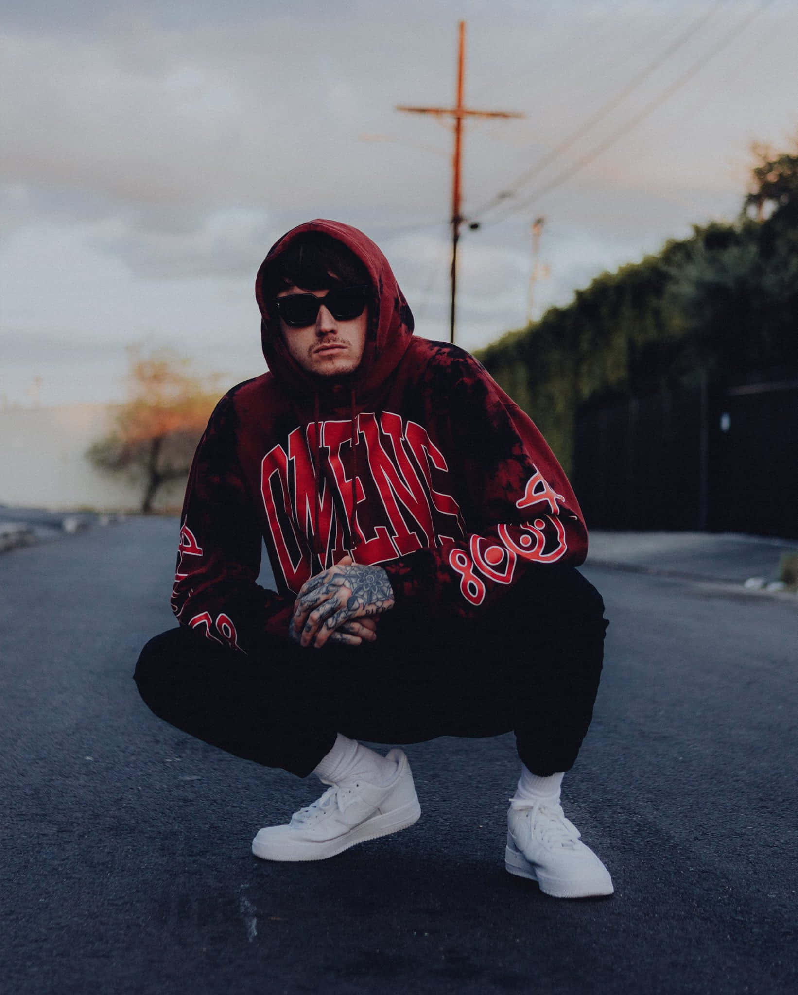 Bad Omens, hooded figure, red hoodie, Full HD Phone Wallpaper