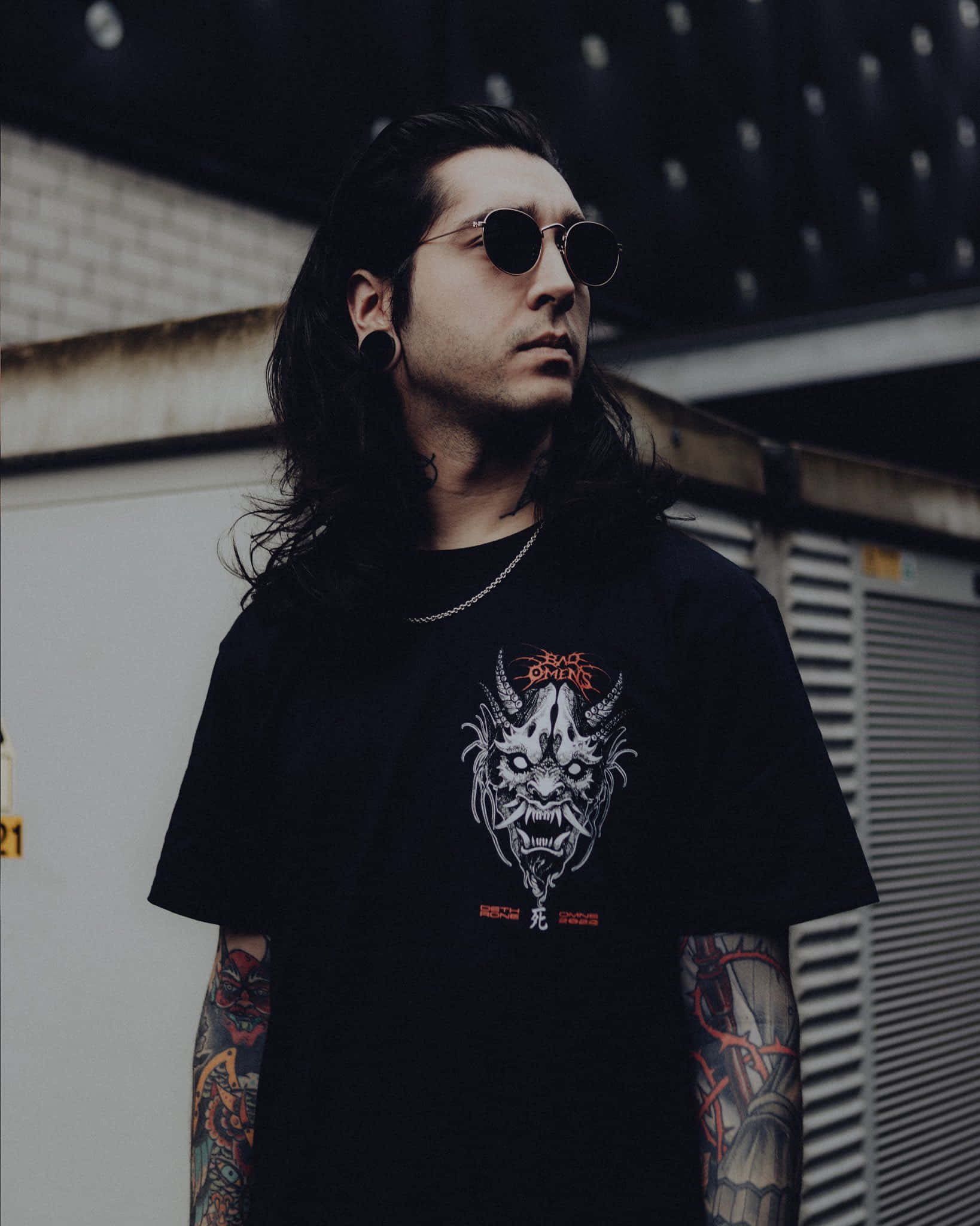 Bad Omens, black t-shirt, demonic graphic, Full HD Phone Wallpaper
