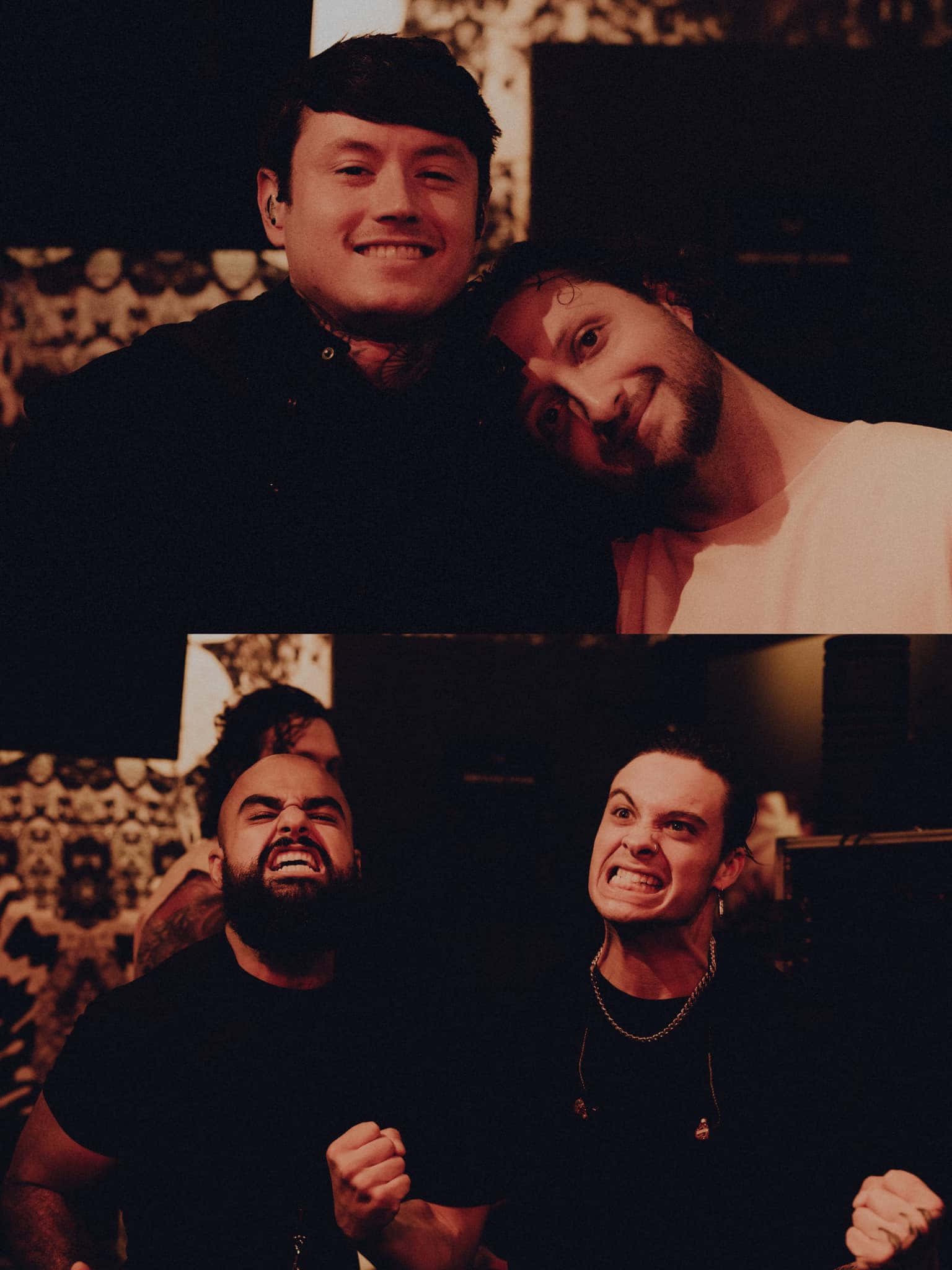 Bad Omens, band members, dimly lit room, Full HD Phone Wallpaper