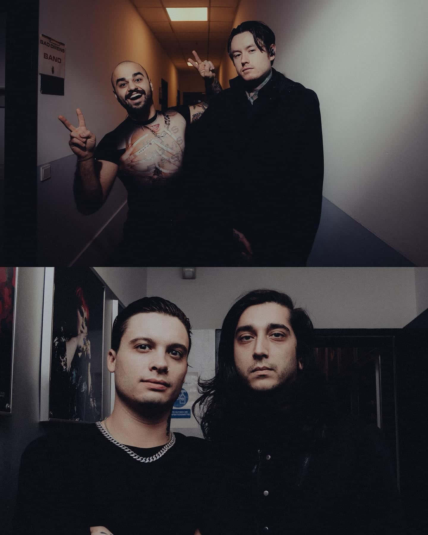 Bad Omens, band members, dimly lit hallway, HD Phone Wallpaper