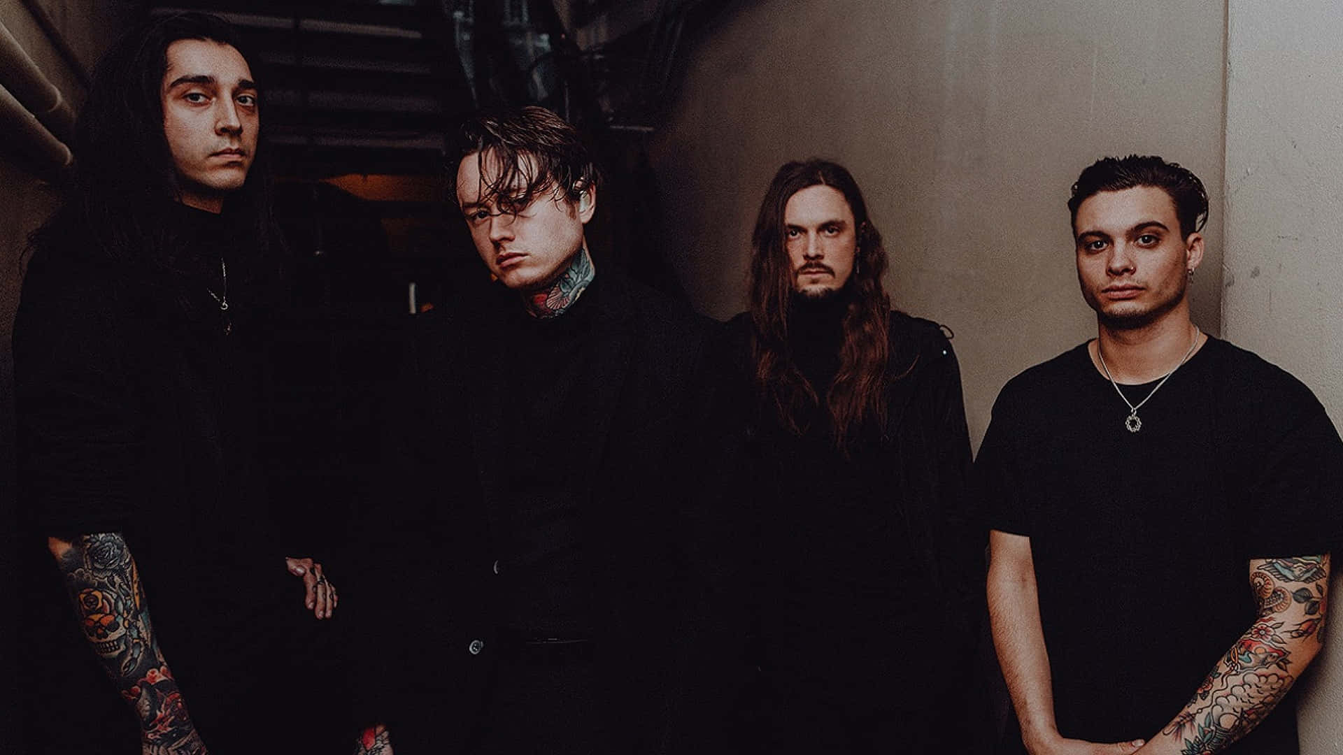 Bad Omens, band, moody corridor shot, Full HD Desktop Wallpaper