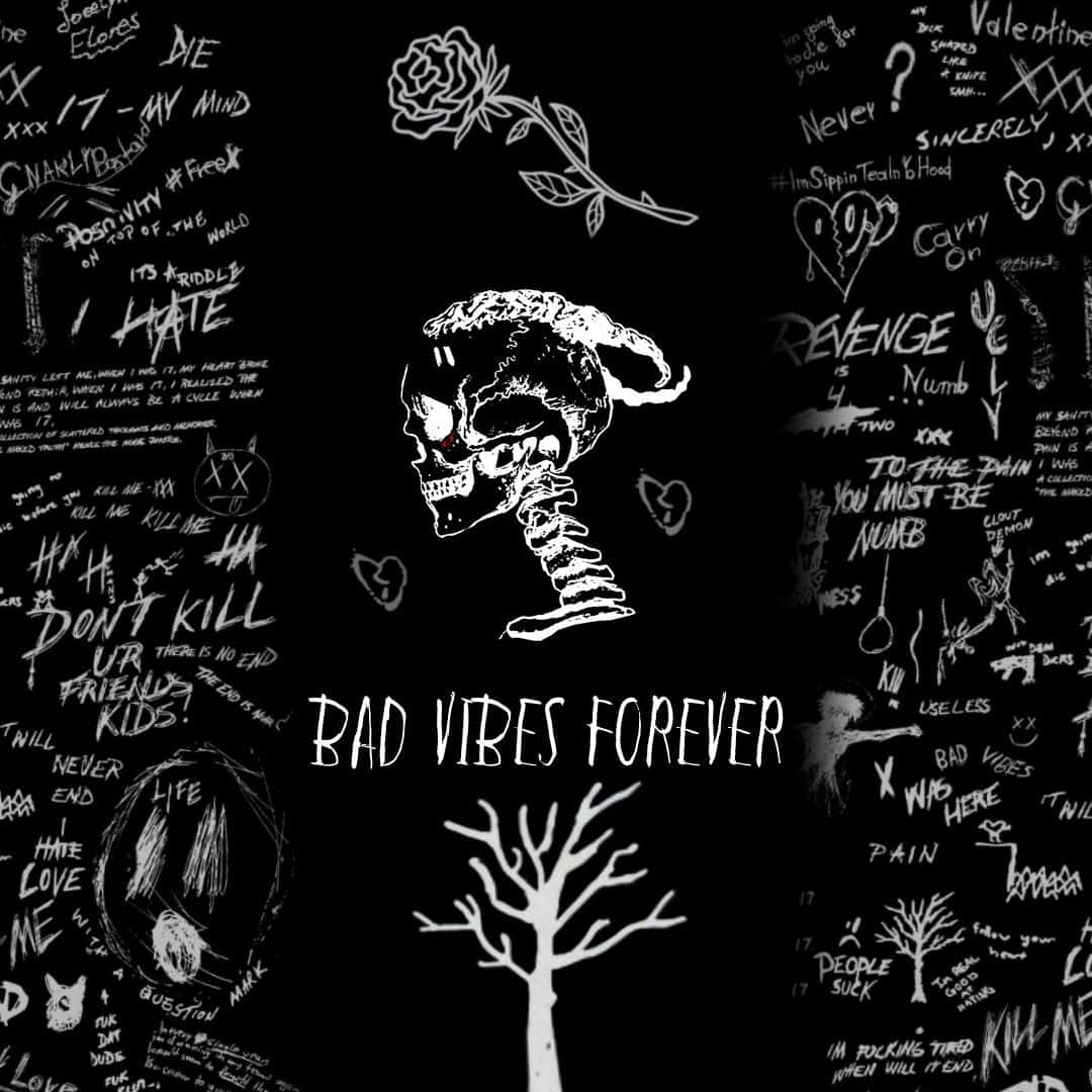 bad vibes forever, skull, rose, SD Desktop Wallpaper