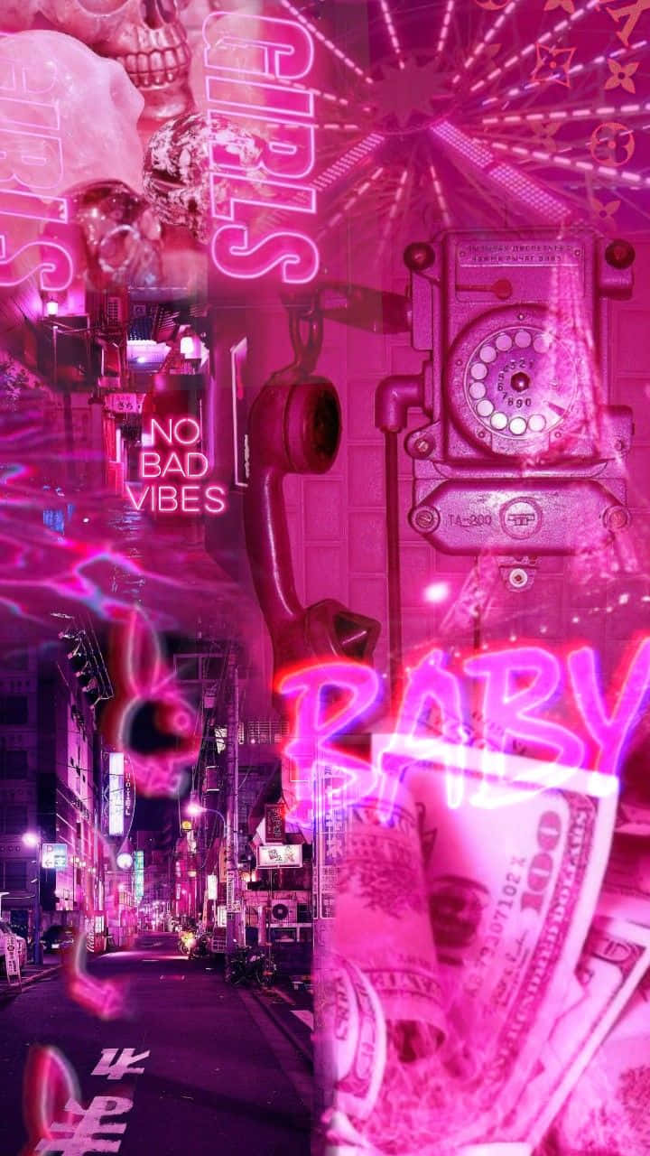 Bad Vibes, neon-drenched urban street, night, HD Phone Wallpaper