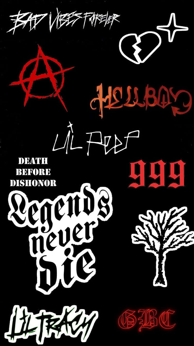 black and white photo, black background, bold red and white punk rock graffiti tags, HD Phone Wallpaper