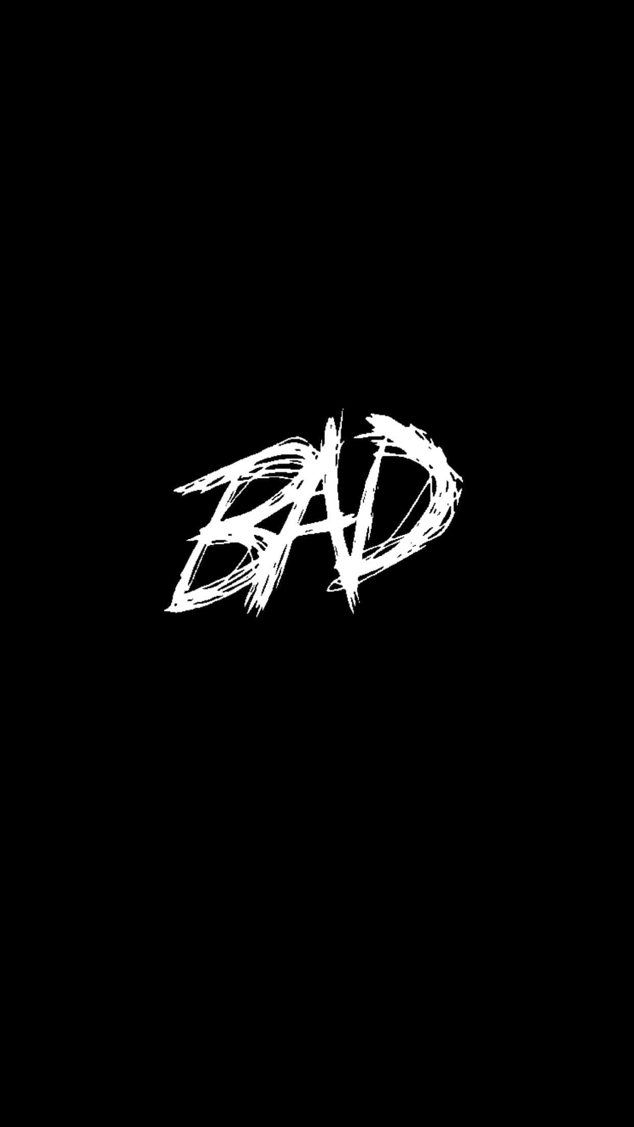 BAD, white graffiti-style lettering, solid black background, Full HD Phone Wallpaper