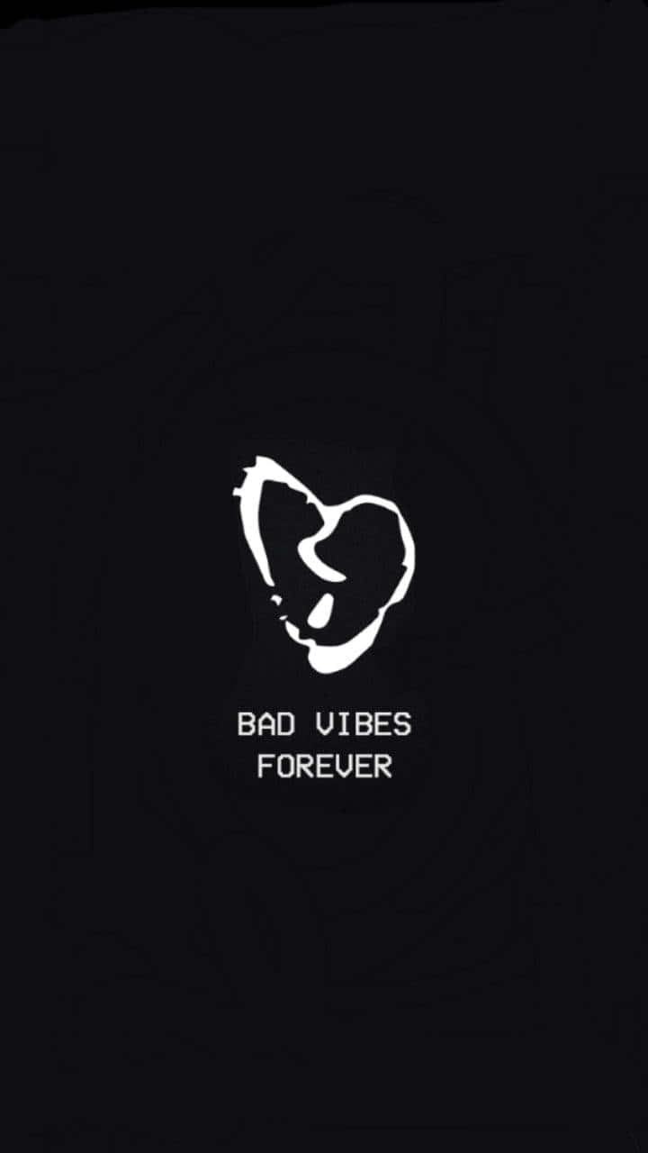 bad vibes, black background, white stylized heart logo, HD Phone Wallpaper