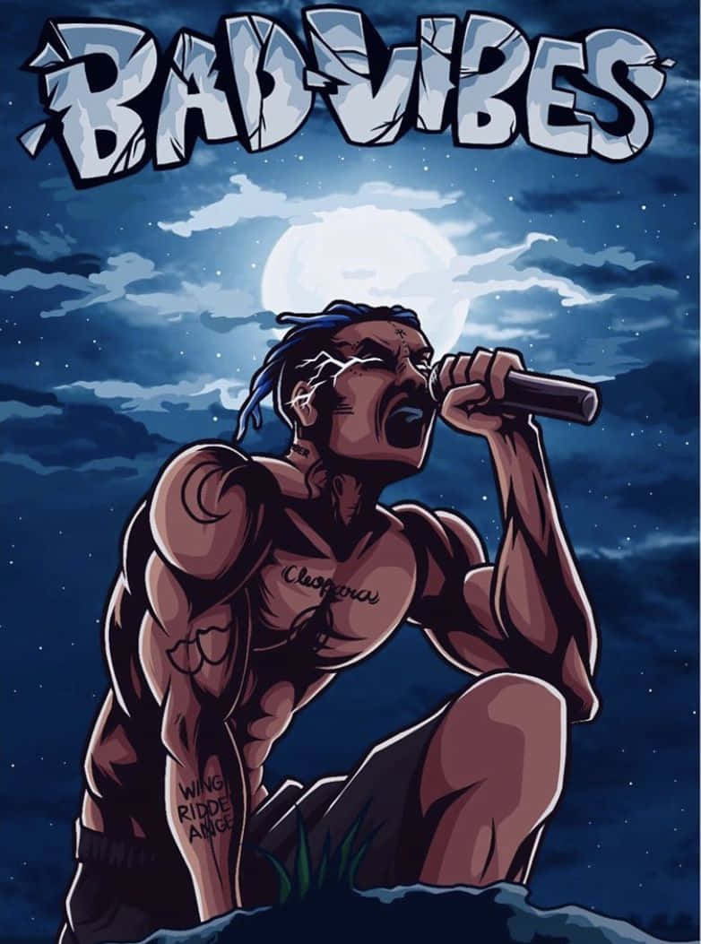 BAD VIBES, full moon, starry night sky, SD Phone Wallpaper