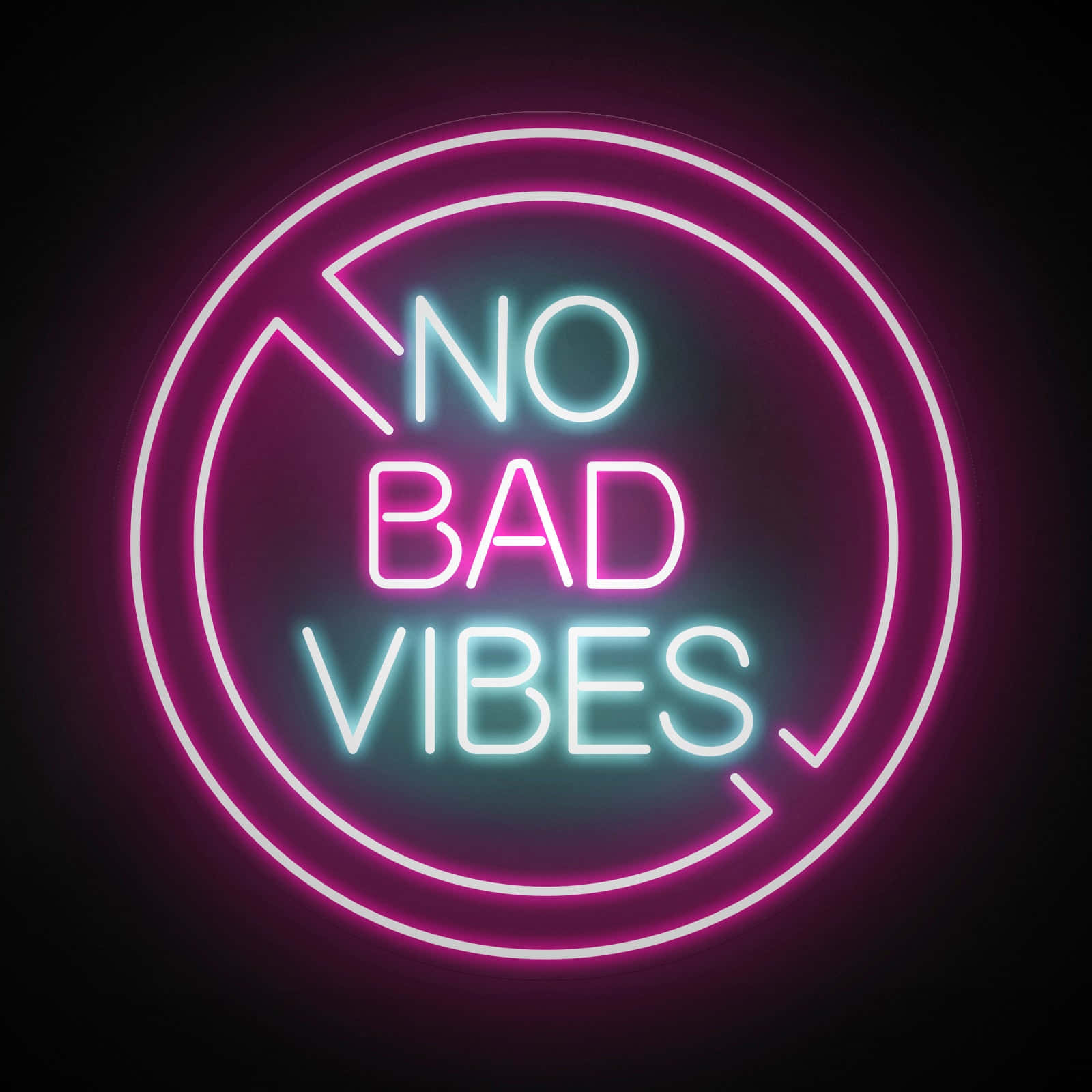 NO BAD VIBES, neon sign, circular frame, HD Desktop Wallpaper