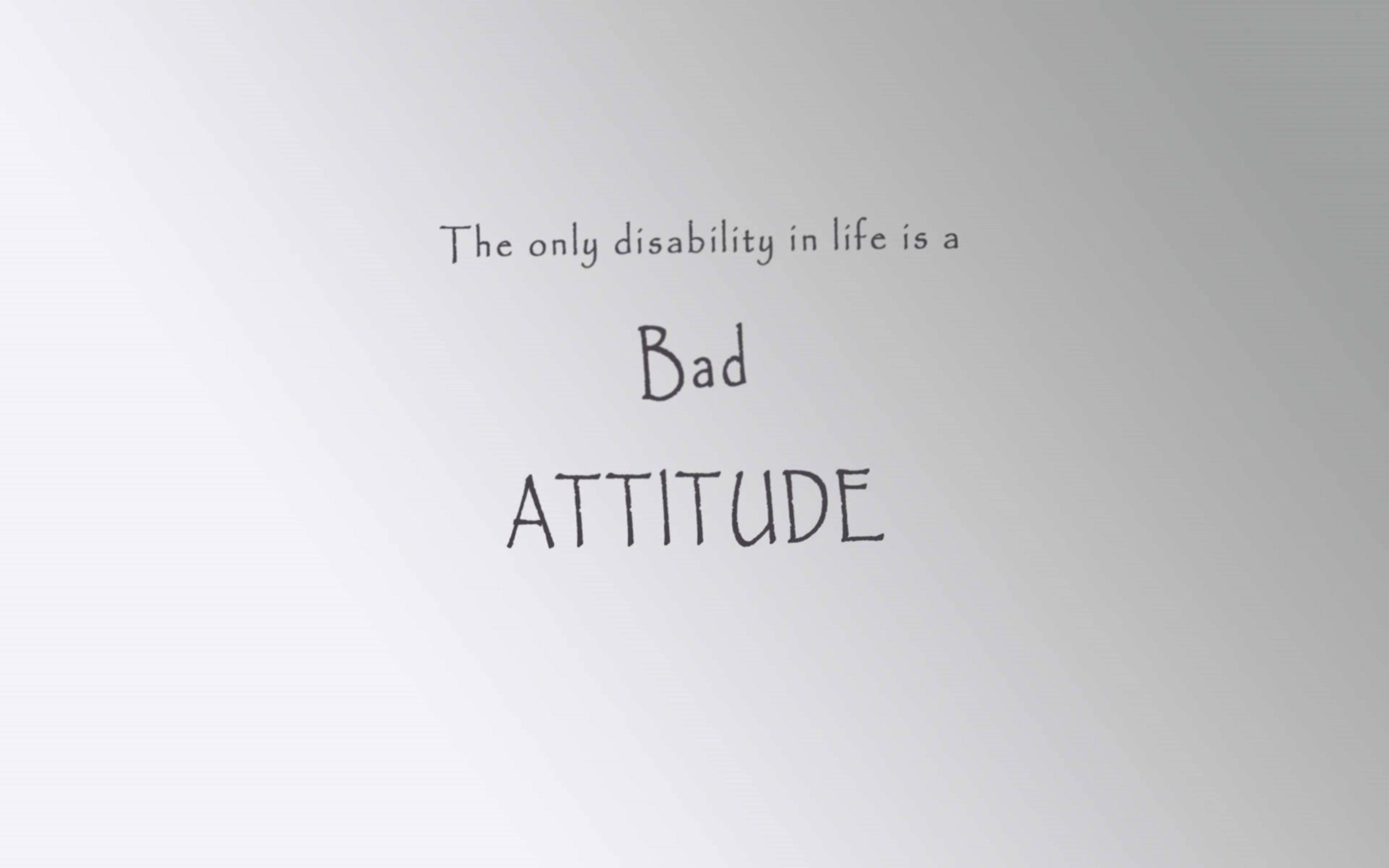 Bad Attitude 4K, handwritten style, soft gradient gray background, 4K Desktop Wallpaper
