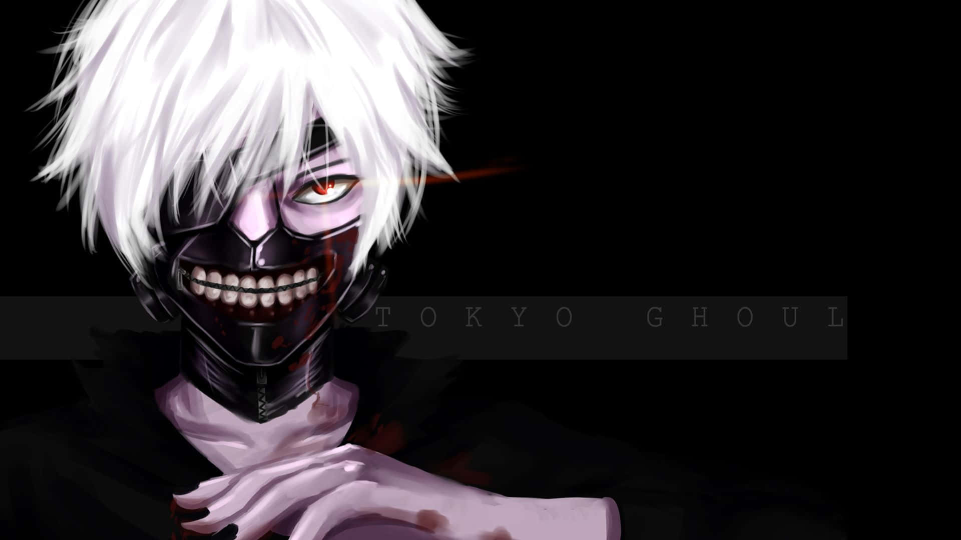badass Anime warrior, white hair, bloodied mask, Full HD Desktop Wallpaper