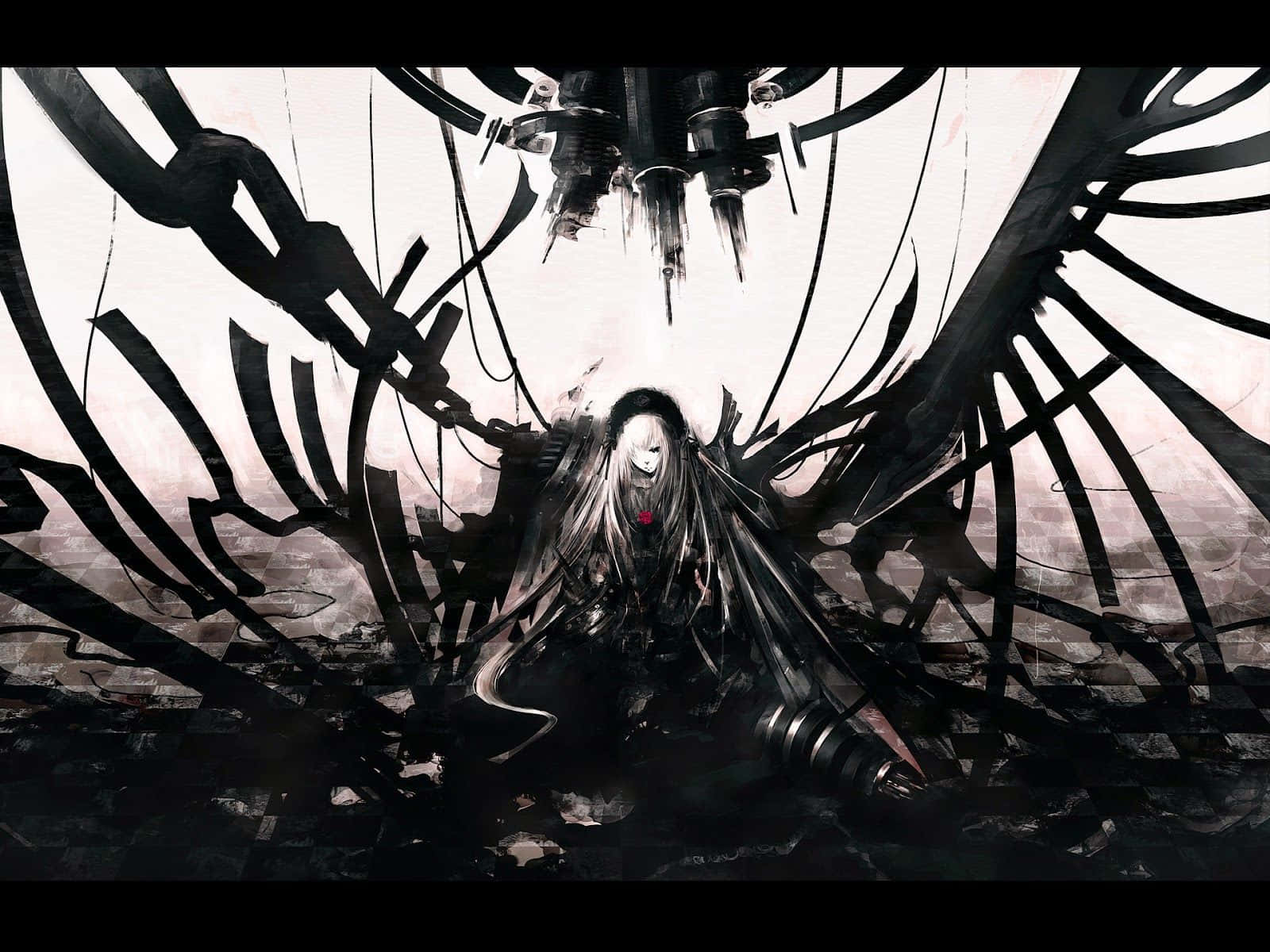 Badass Anime, pale anime girl, long white hair, HD Desktop Wallpaper