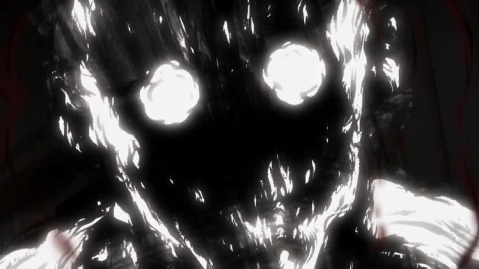 Badass Anime, black and white anime monster, glowing white eyes, Full HD Desktop Wallpaper