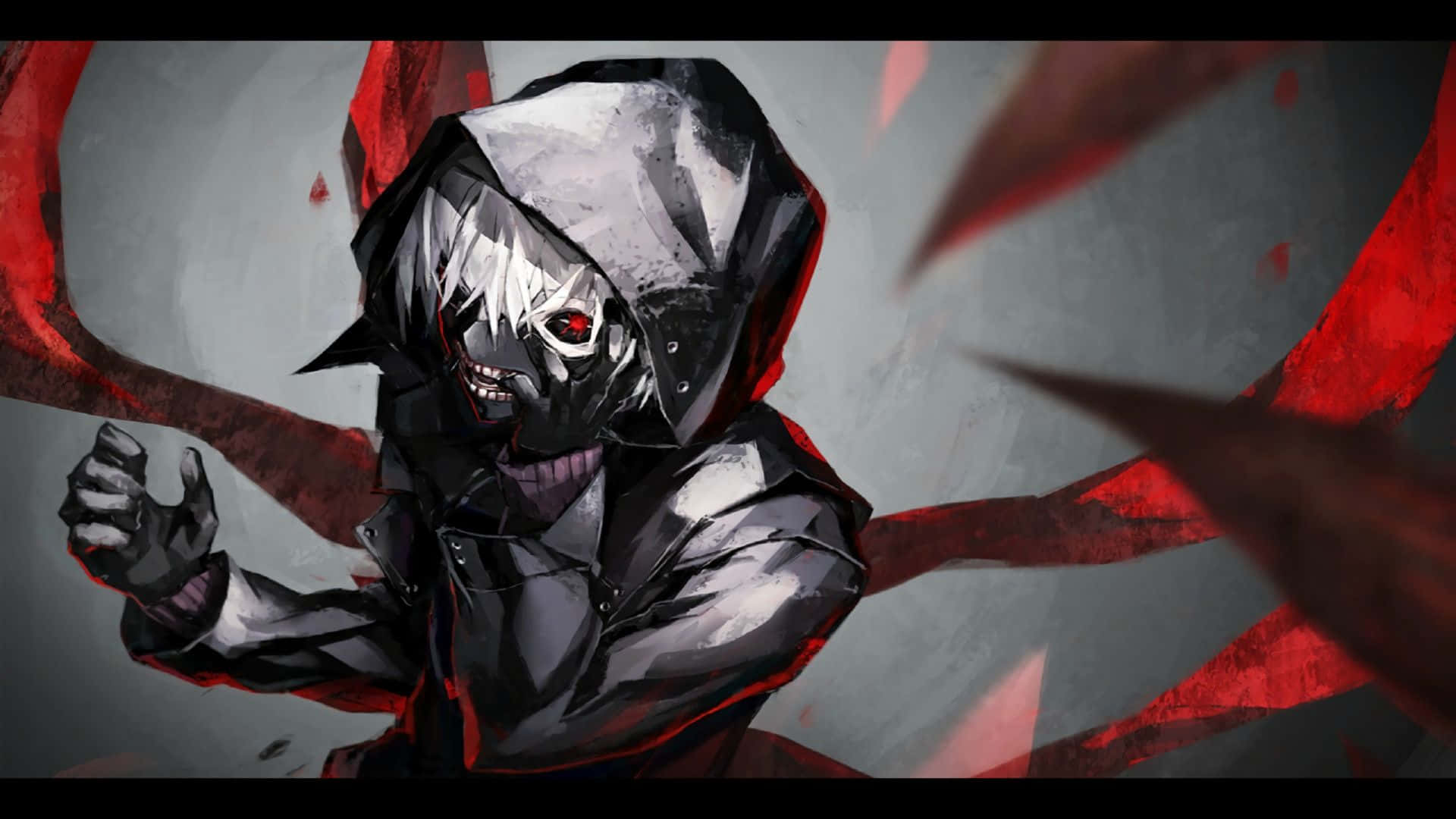 skull mask, red eyes, red energy streaks, Full HD Desktop Wallpaper