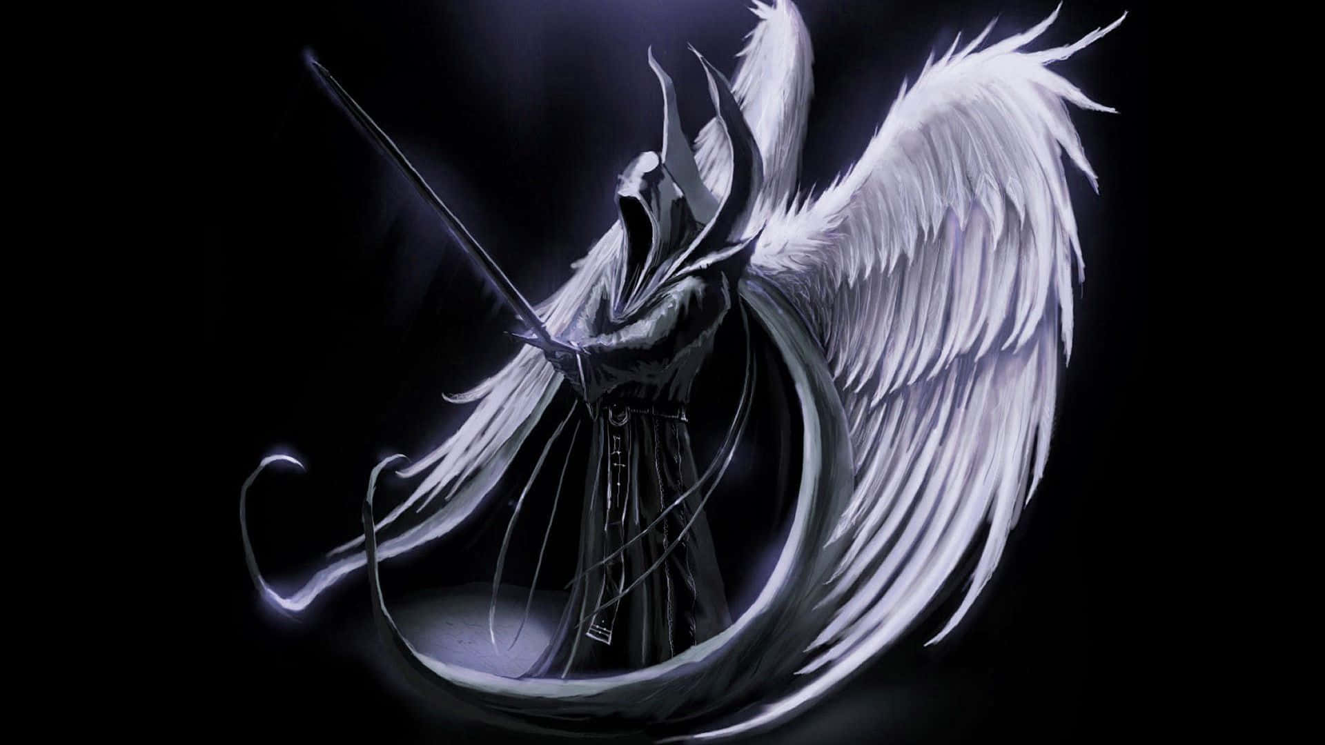 Badass Anime, Pink Hair, dark-robed angel, Full HD Desktop Wallpaper